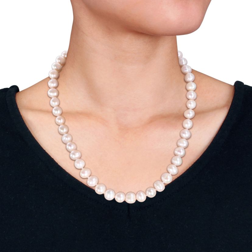 3-Pc Set of 8-9mm Freshwater Cultured Pearl Necklace, Bracelet & Earrings Set in Sterling Silver