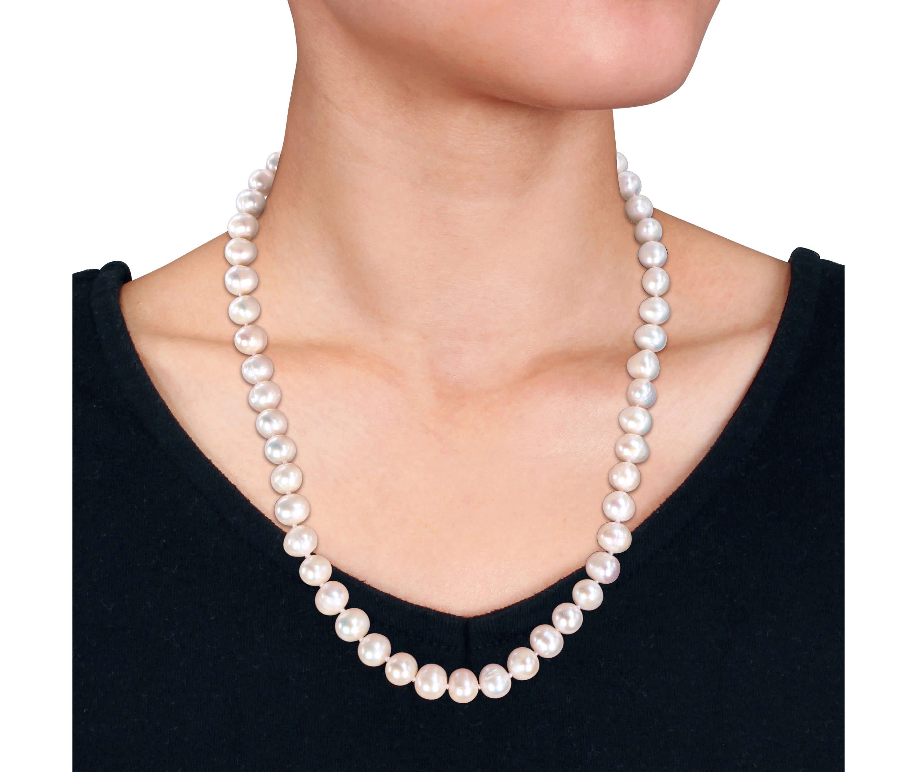 3-Pc Set of 8-9mm Freshwater Cultured Pearl Necklace, Bracelet & Earrings in Sterling Silver