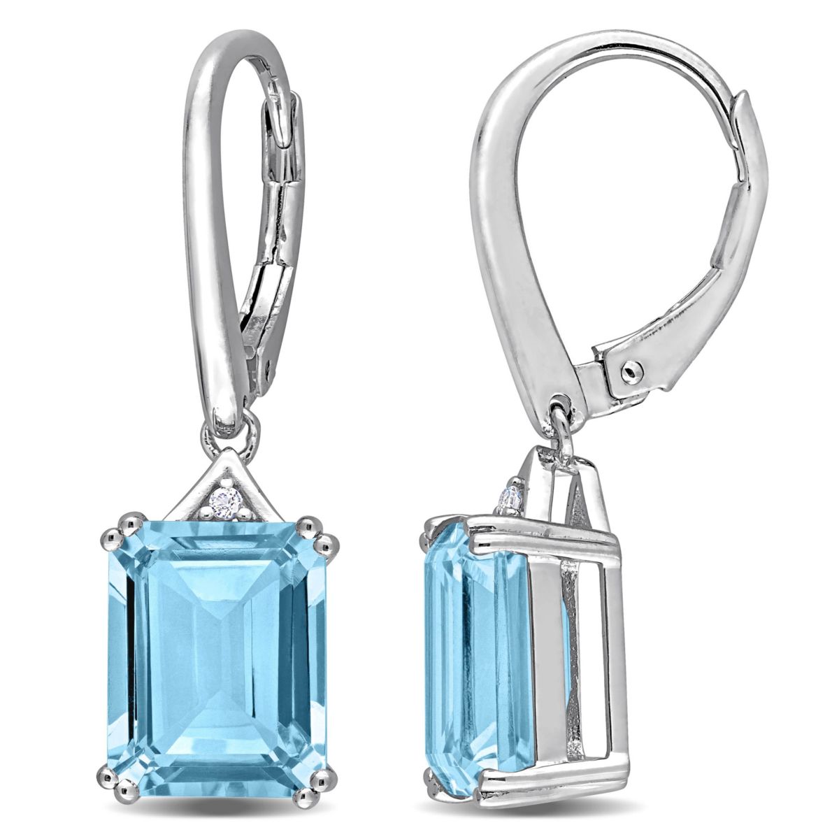 Sky Blue & White Topaz LeverBack Earrings in Sterling Silver