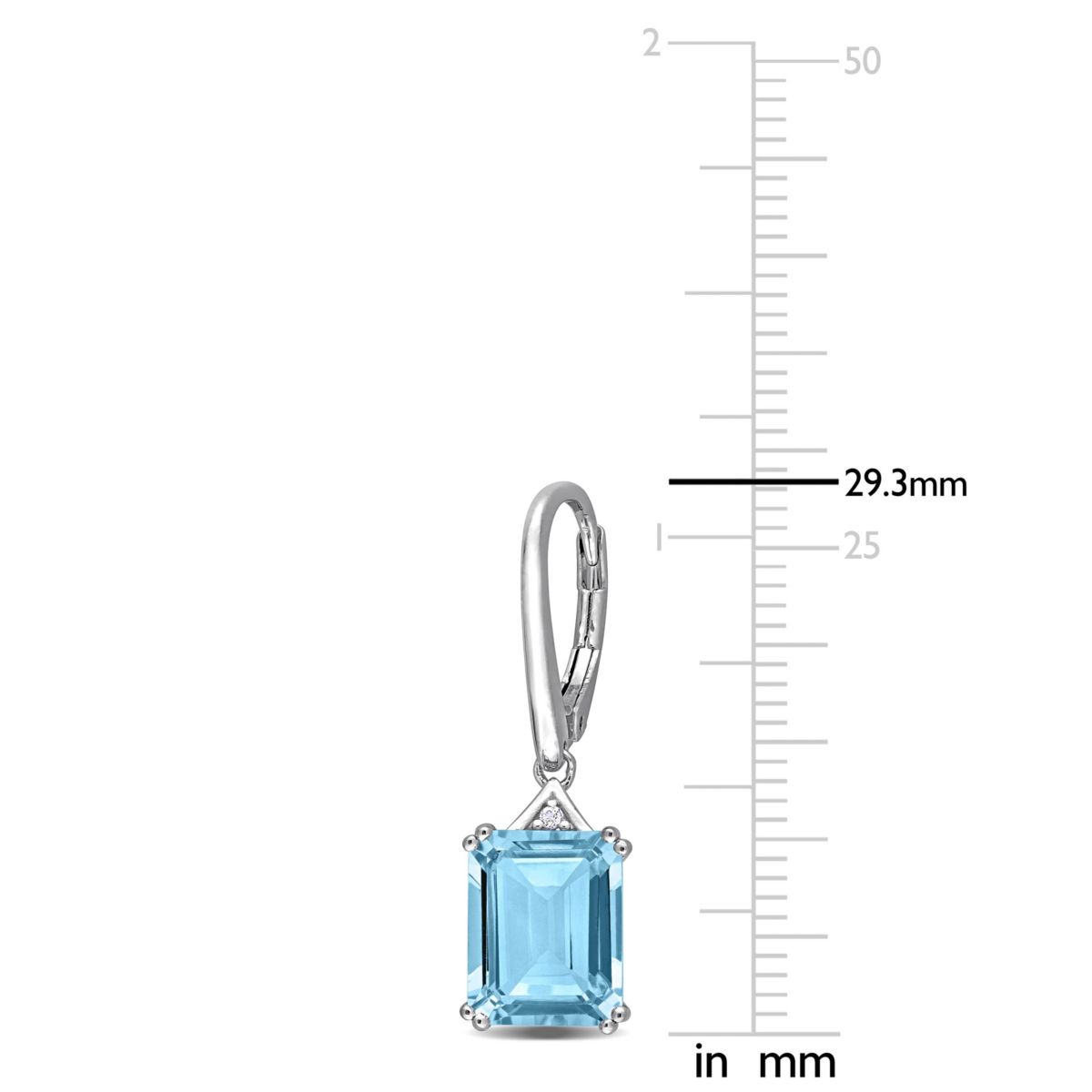 Sky Blue & White Topaz LeverBack Earrings in Sterling Silver