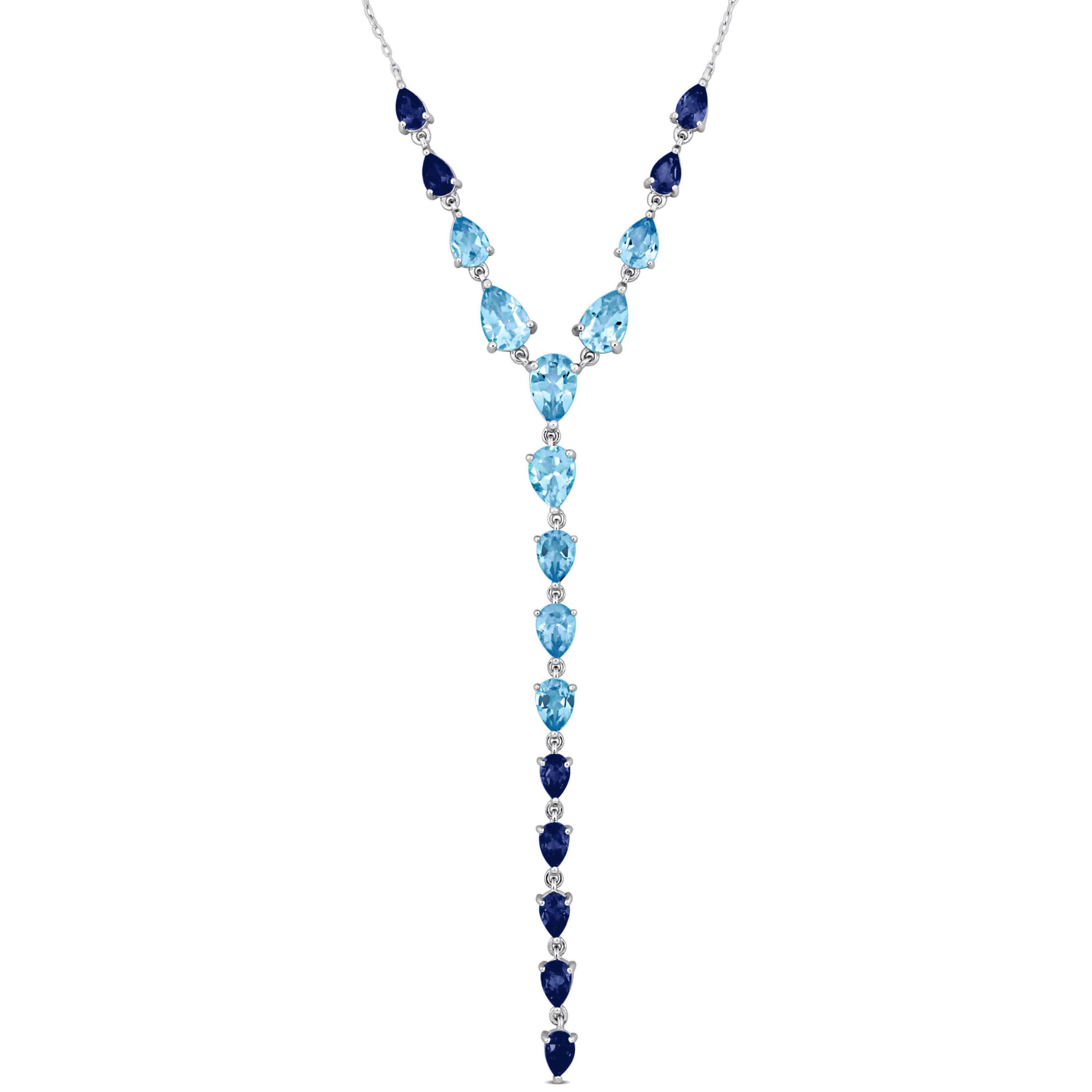 Sky, London & Swiss Blue Topaz "Y" Necklace in Sterling Silver