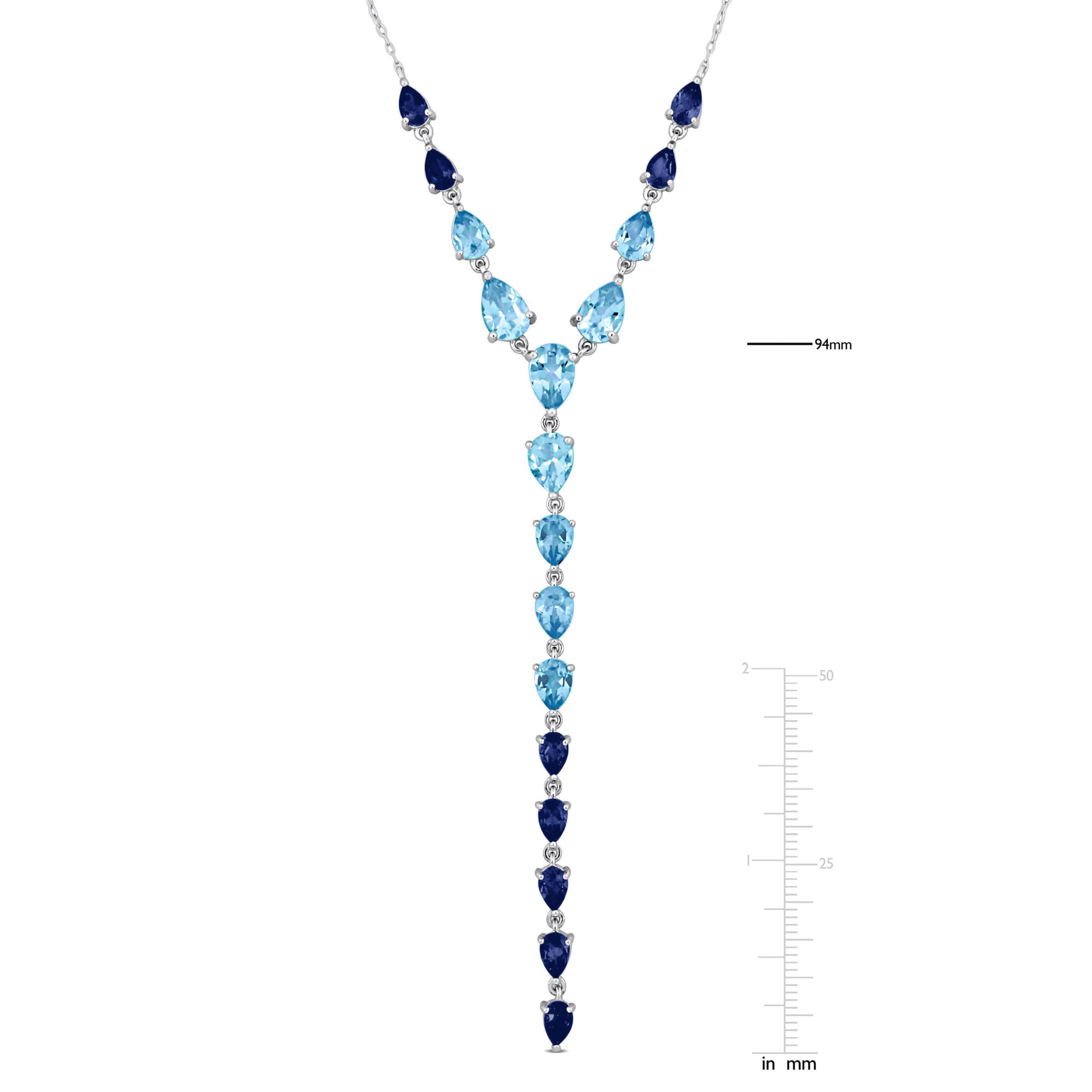 Sky, London & Swiss Blue Topaz "Y" Necklace in Sterling Silver