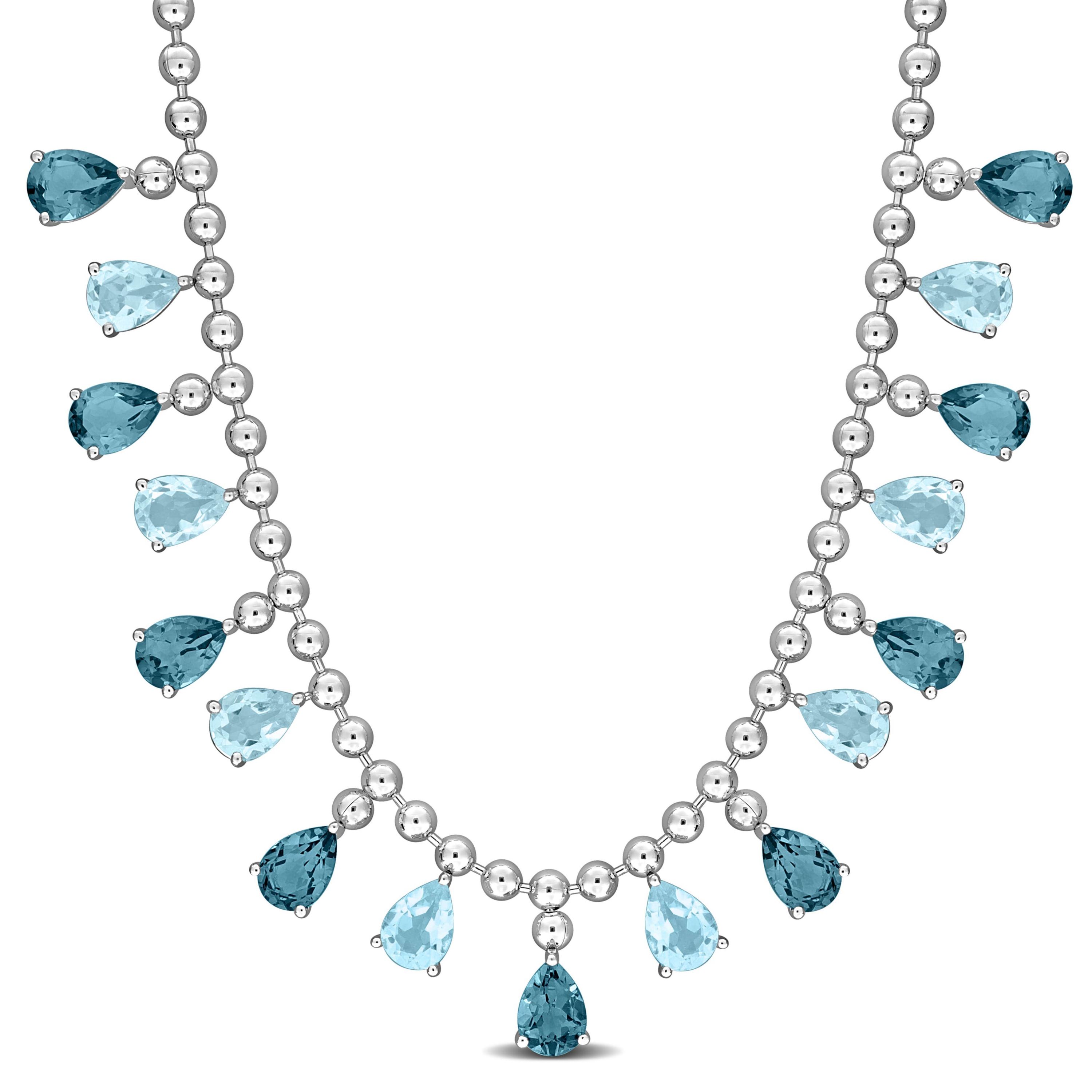 Sky & London Blue Topaz Necklace in Sterling Silver
