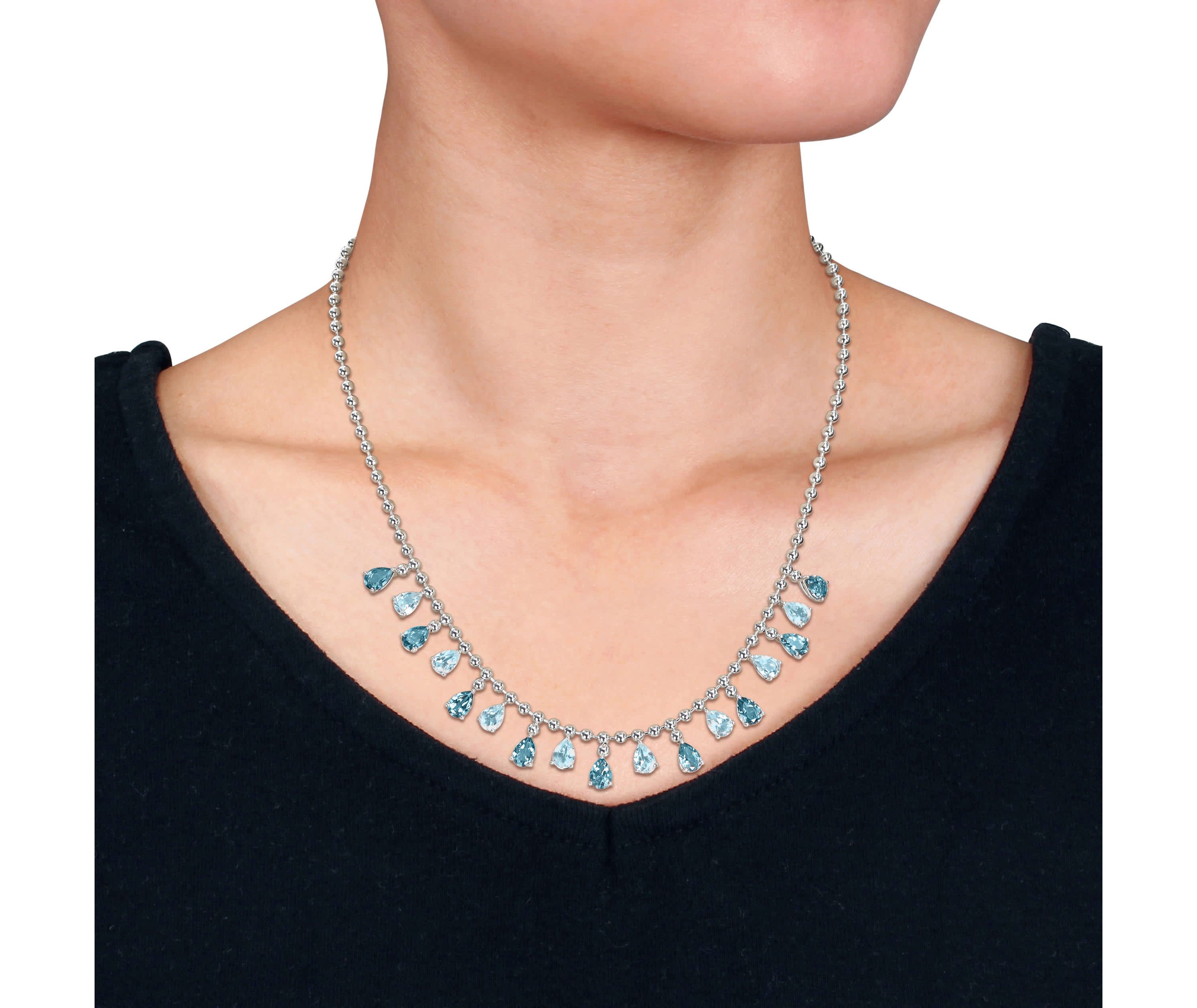 Sky & London Blue Topaz Necklace in Sterling Silver