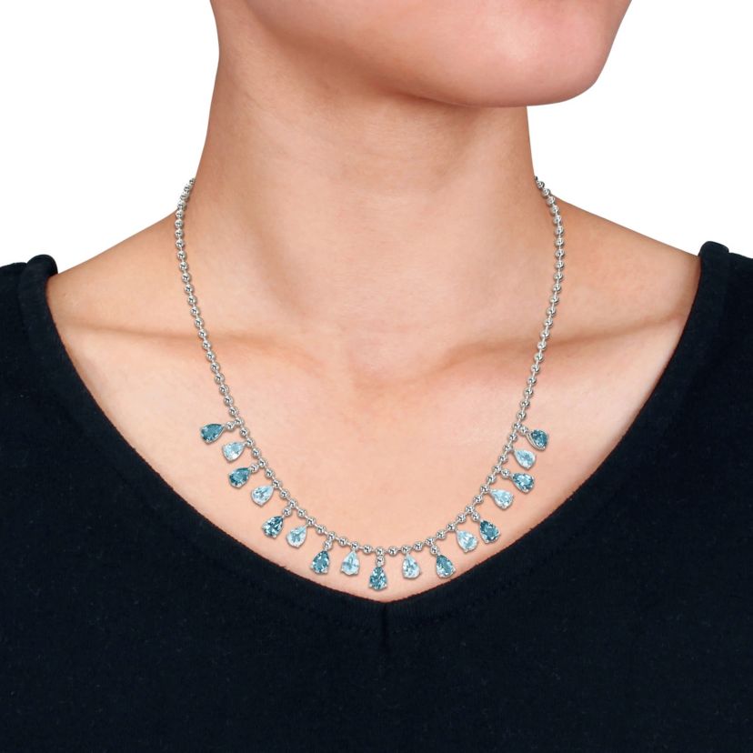Sky & London Blue Topaz Necklace in Sterling Silver