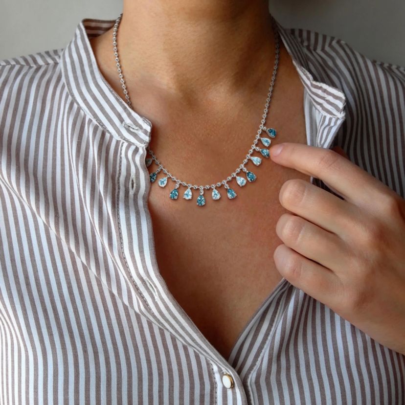 Sky & London Blue Topaz Necklace in Sterling Silver