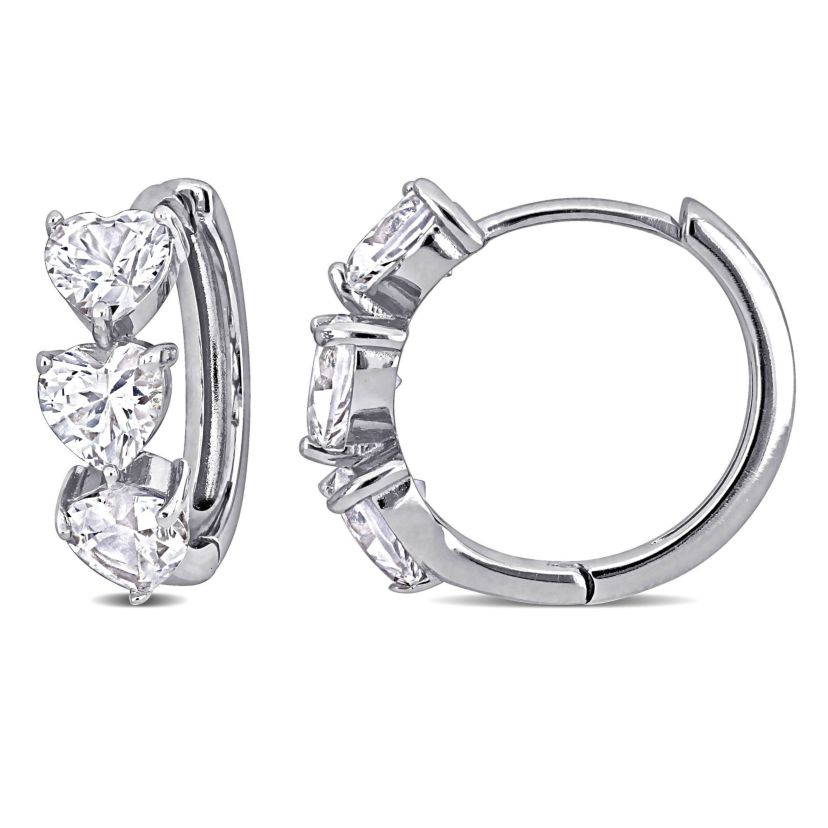 Lab Created Created White Sapphire Hoop Earrings in Sterling Silver