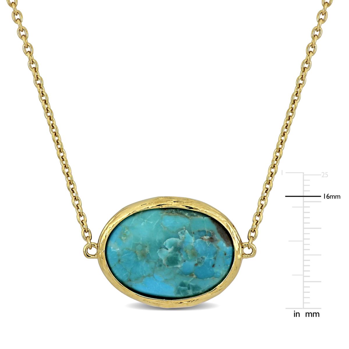 Compressed Light Blue Turquoise Necklace in Yellow Plated Sterling Silver