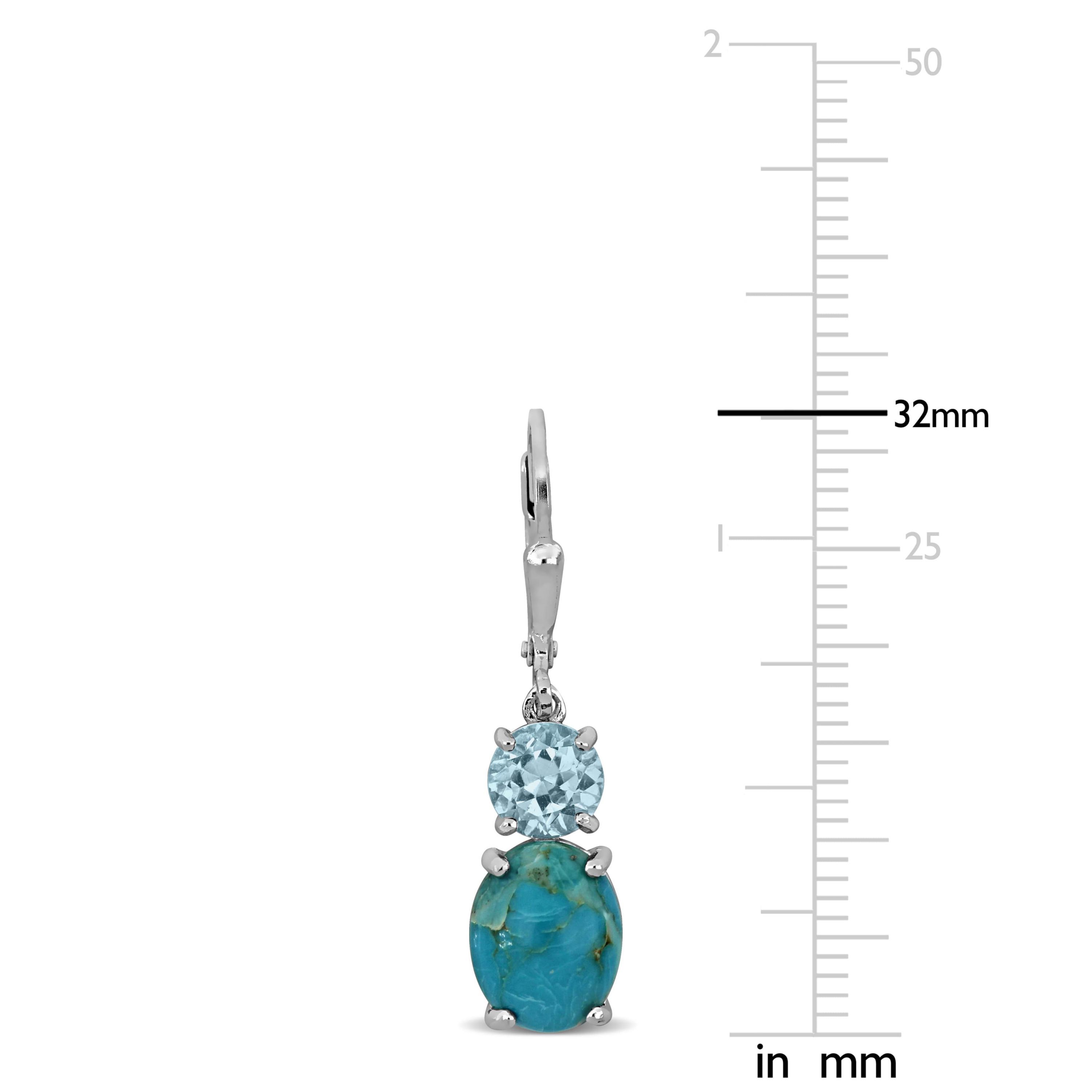 Sky Blue Topaz & Compressed Light Blue Turquoise Drop Earrings in Sterling Silver