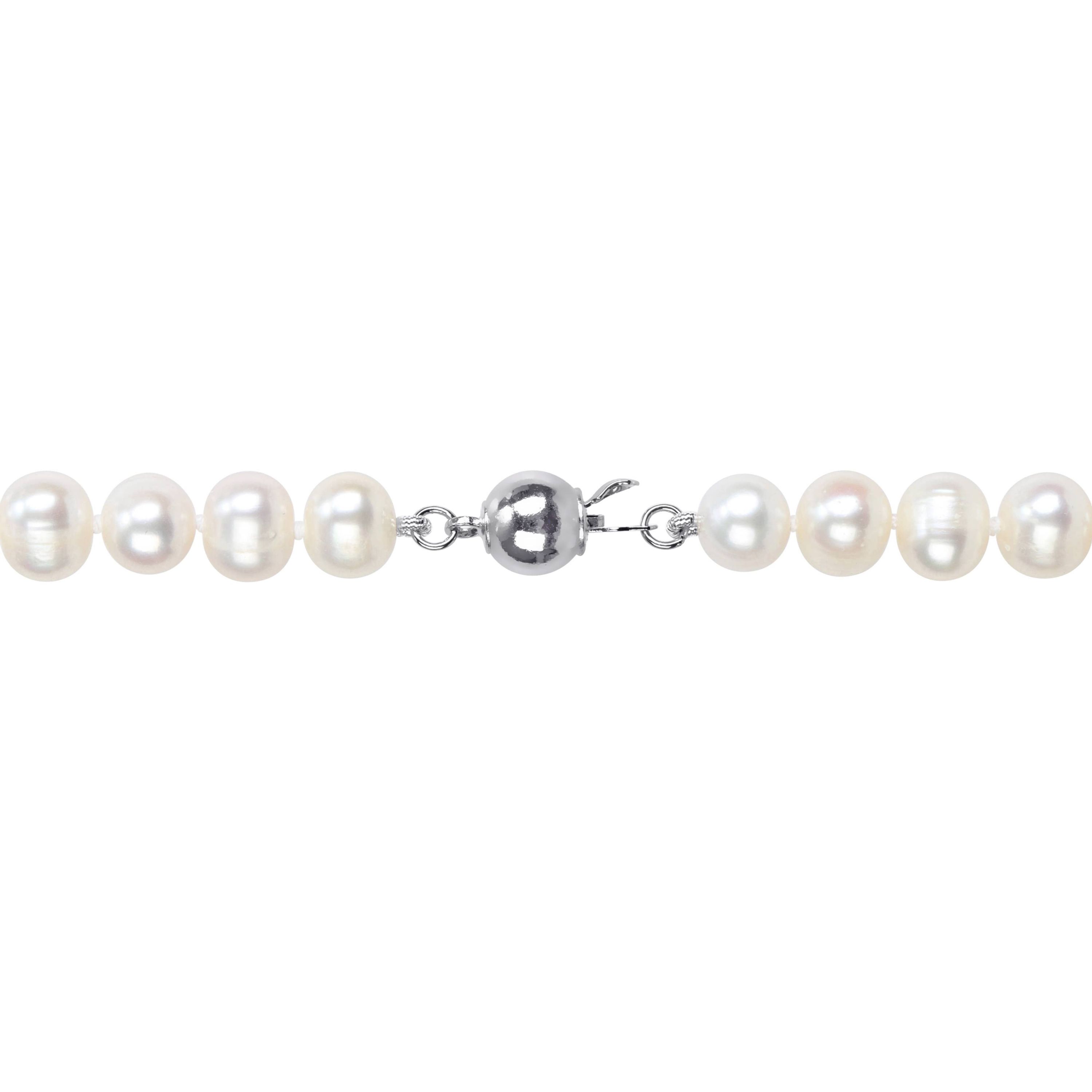 3-Piece Set of 7-8mm Freshwater Cultured Pearl Necklace, Bracelet & Earrings Set in Sterling Silver