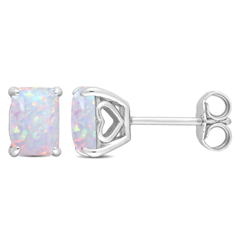 Lab Created Created Opal Post Earrings in Sterling Silver