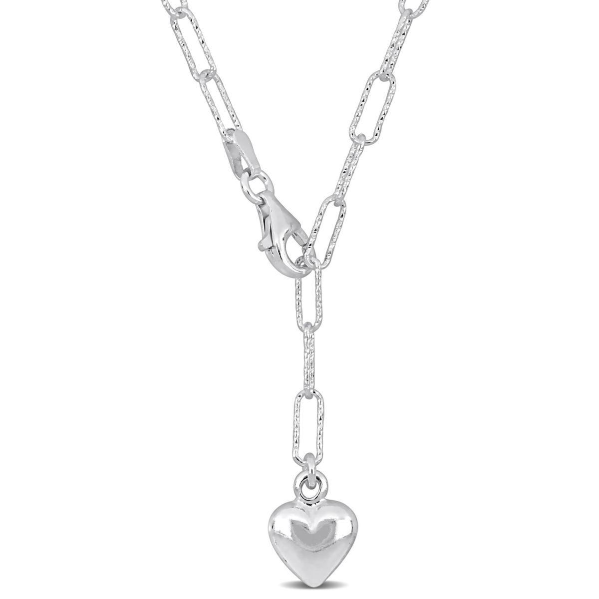 3mm Oval Link Heart Necklace in Sterling Silver