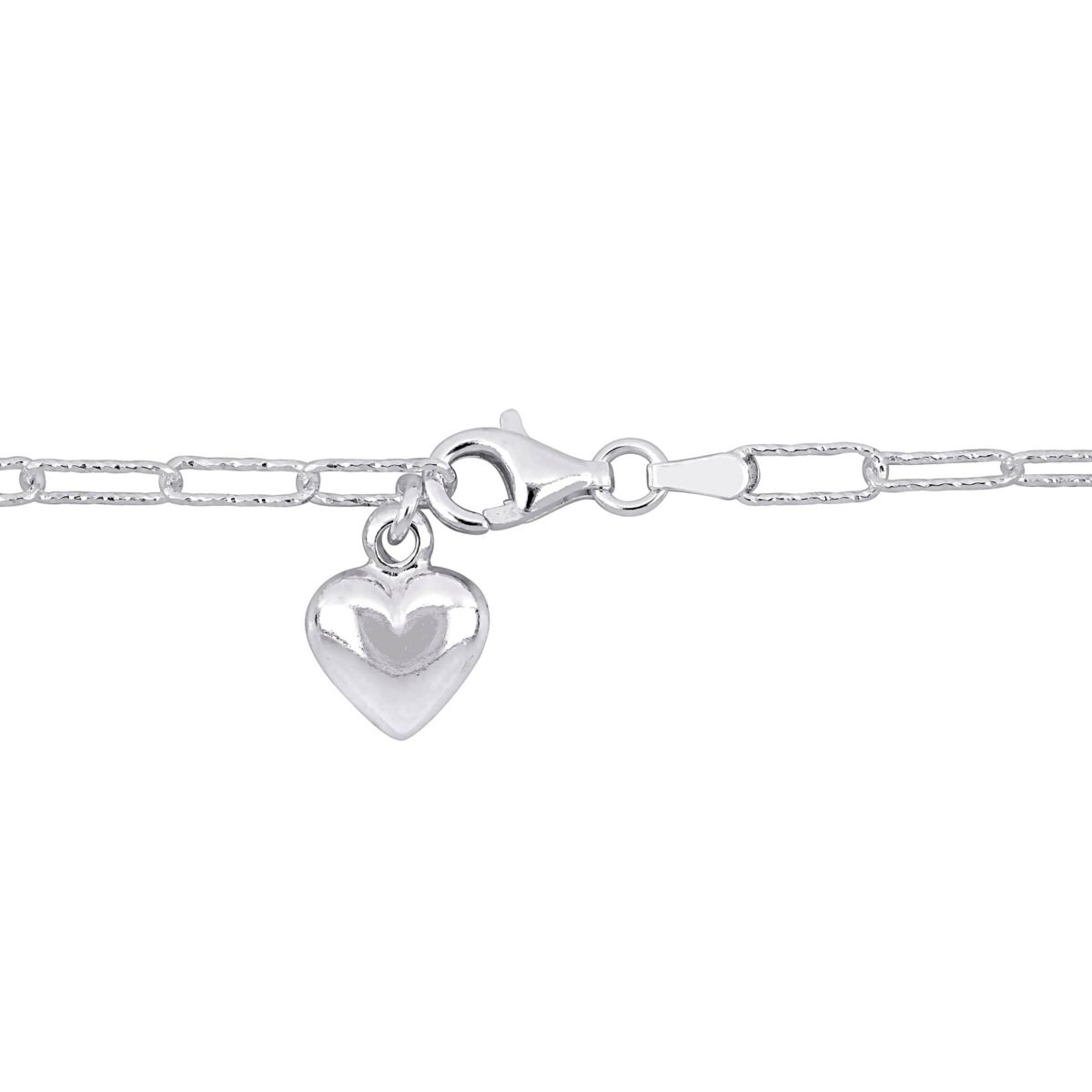 3mm Oval Link Heart Necklace in Sterling Silver