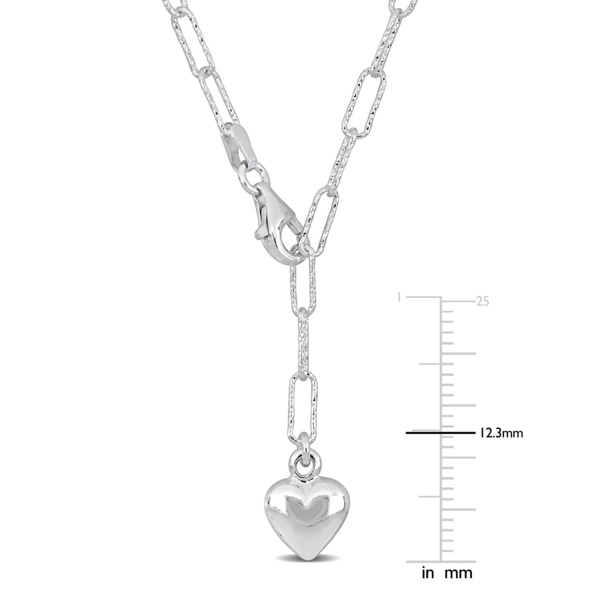 3mm Oval Link Heart Necklace in Sterling Silver