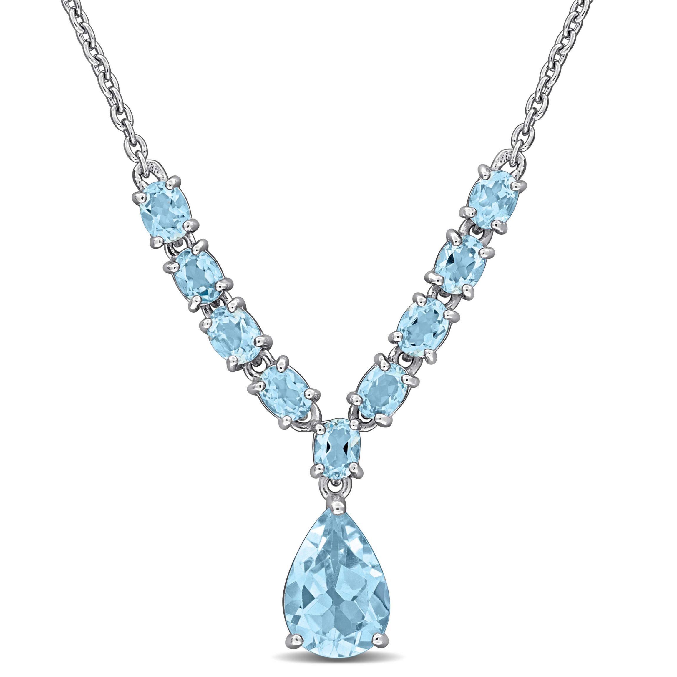 Sky Blue Topaz Necklace in Sterling Silver, 18"+1" ext.