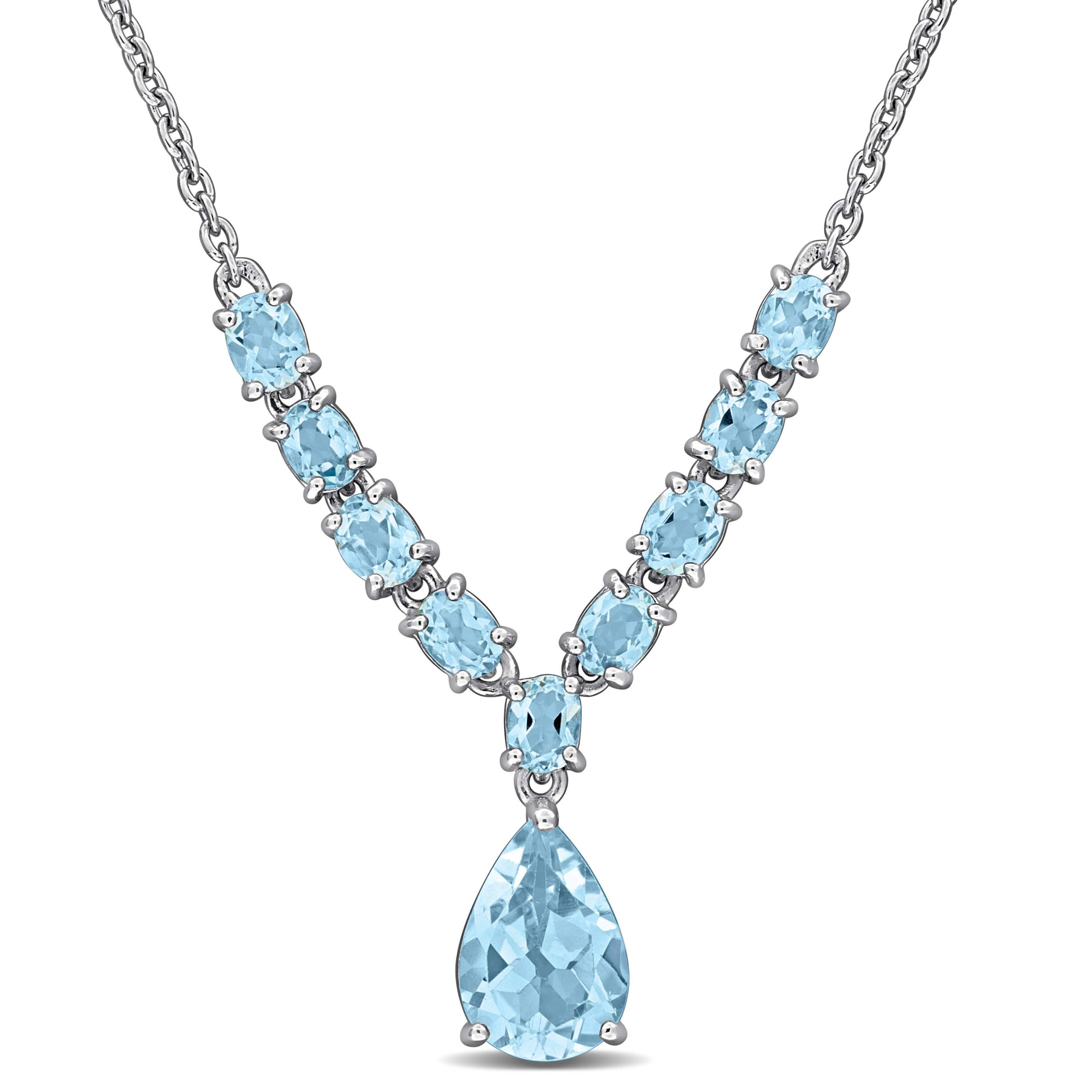 Sky Blue Topaz Necklace in Sterling Silver, 18"+1" ext.