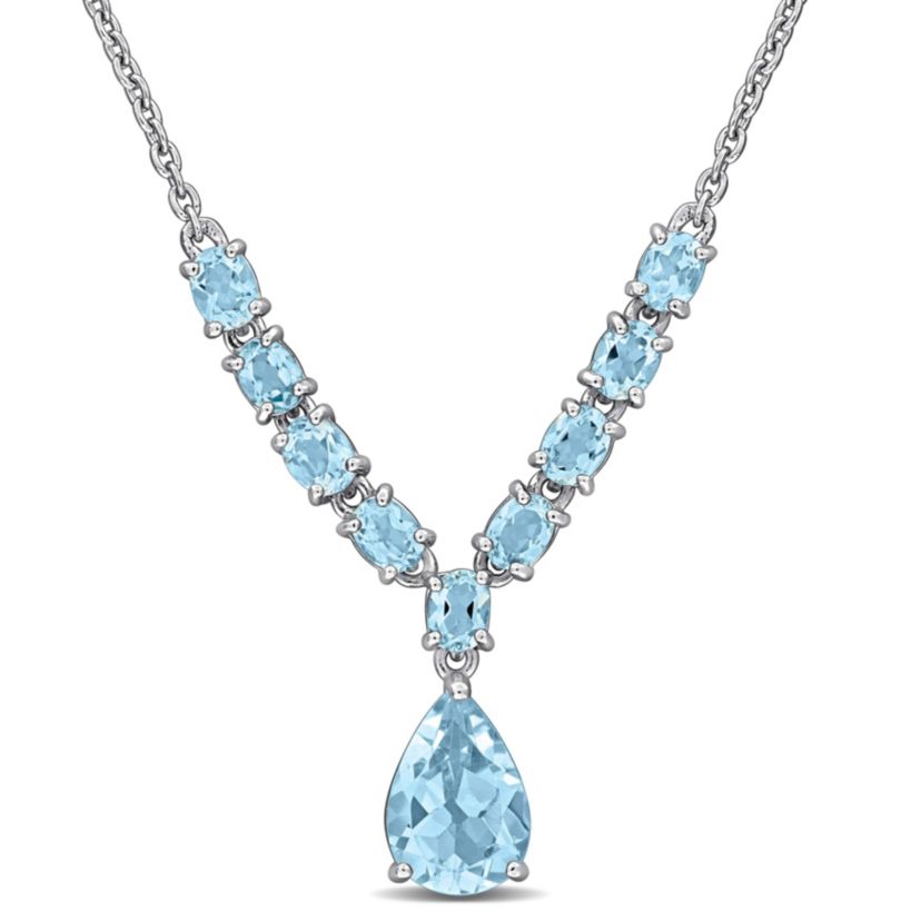 Sky Blue Topaz Necklace in Sterling Silver, 18"+1" ext.