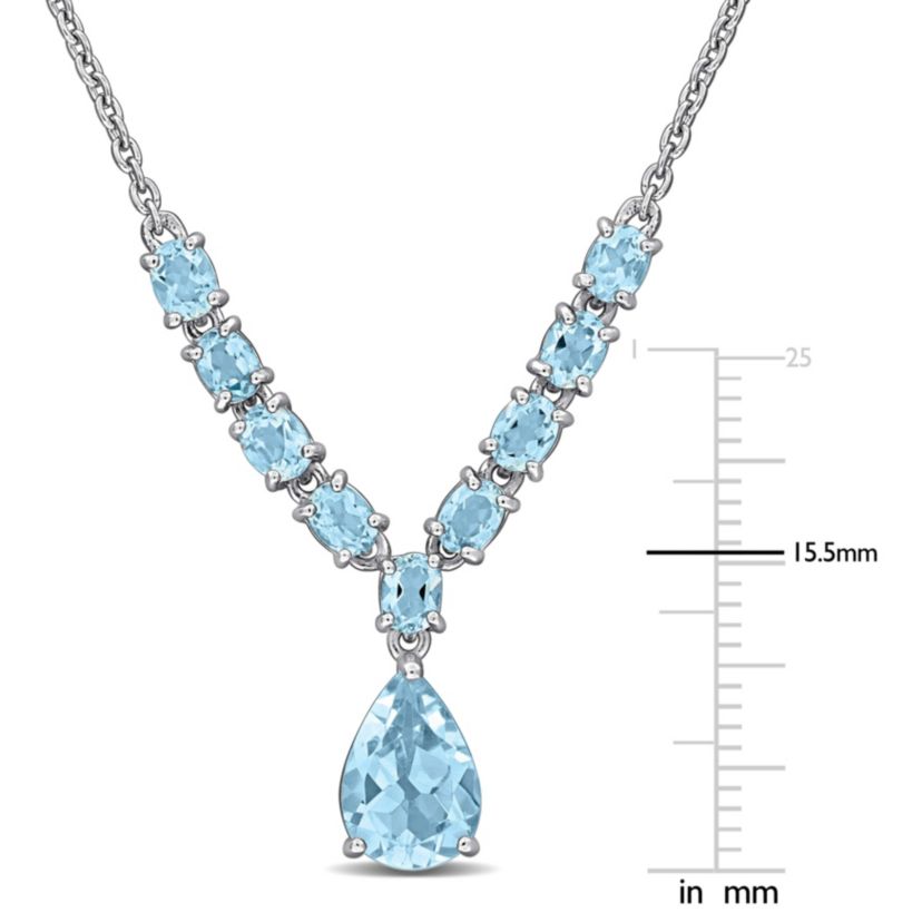 Sky Blue Topaz Necklace in Sterling Silver, 18"+1" ext.