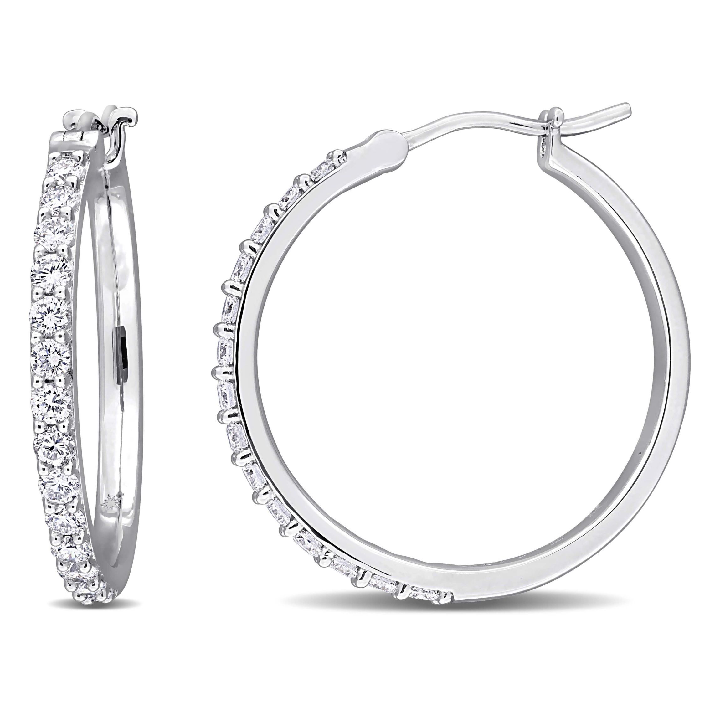 Lab Grown Diamond Hoop Earrings in Sterling Silver