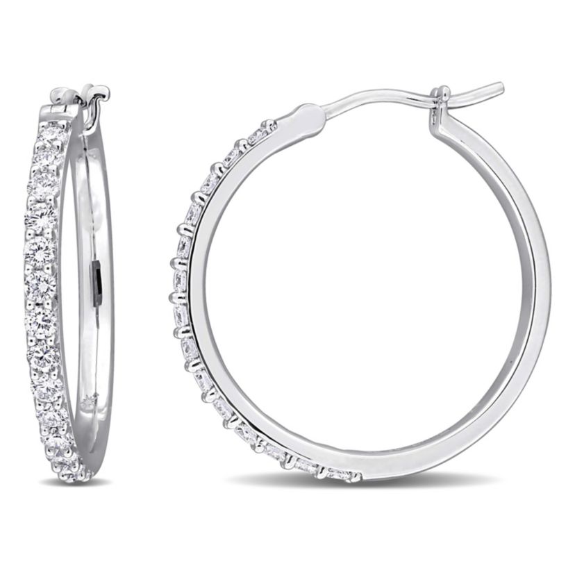 Lab Grown Diamond Hoop Earrings in Sterling Silver