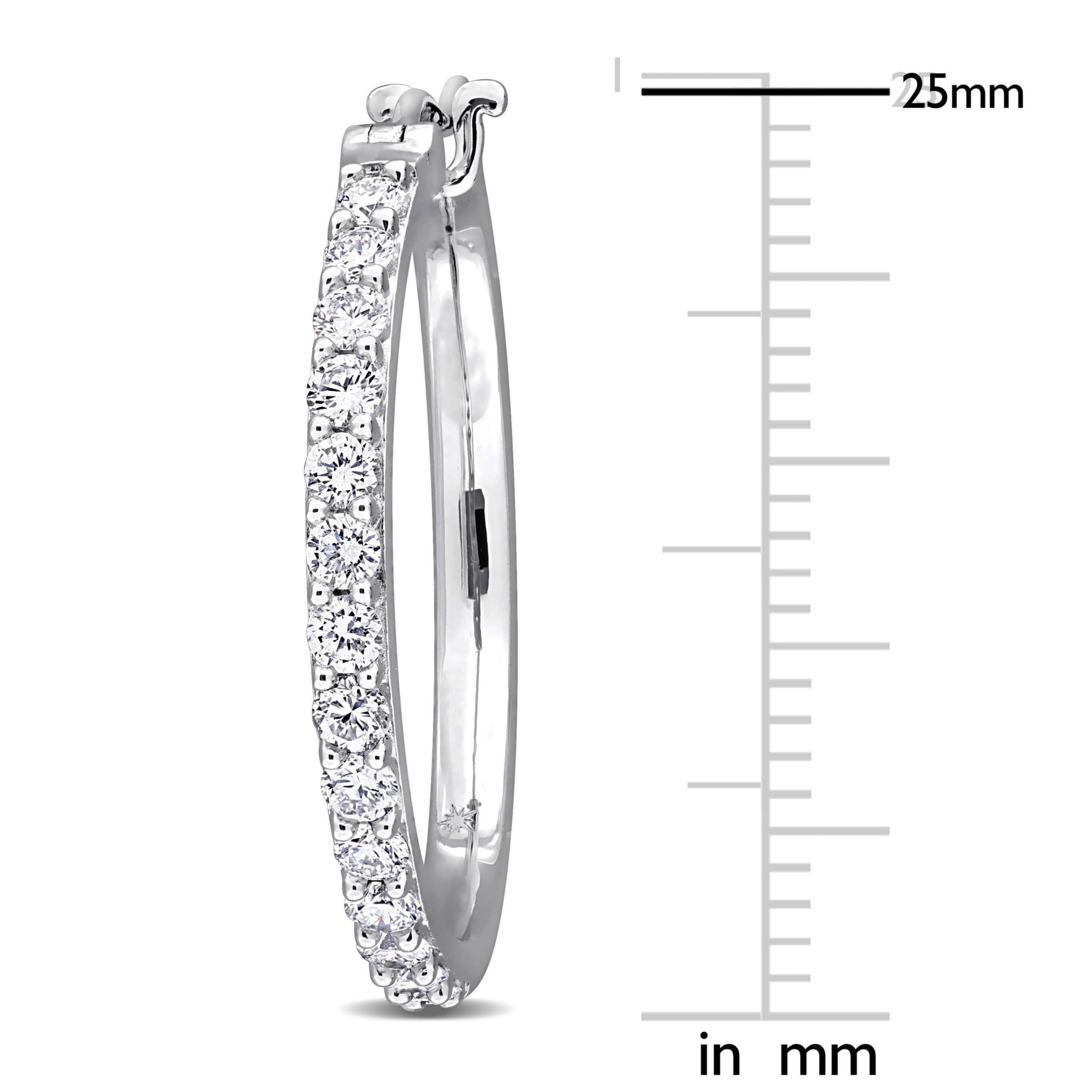 Lab Grown Diamond Hoop Earrings in Sterling Silver