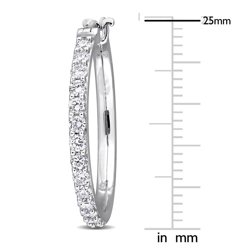 Lab Grown Diamond Hoop Earrings in Sterling Silver