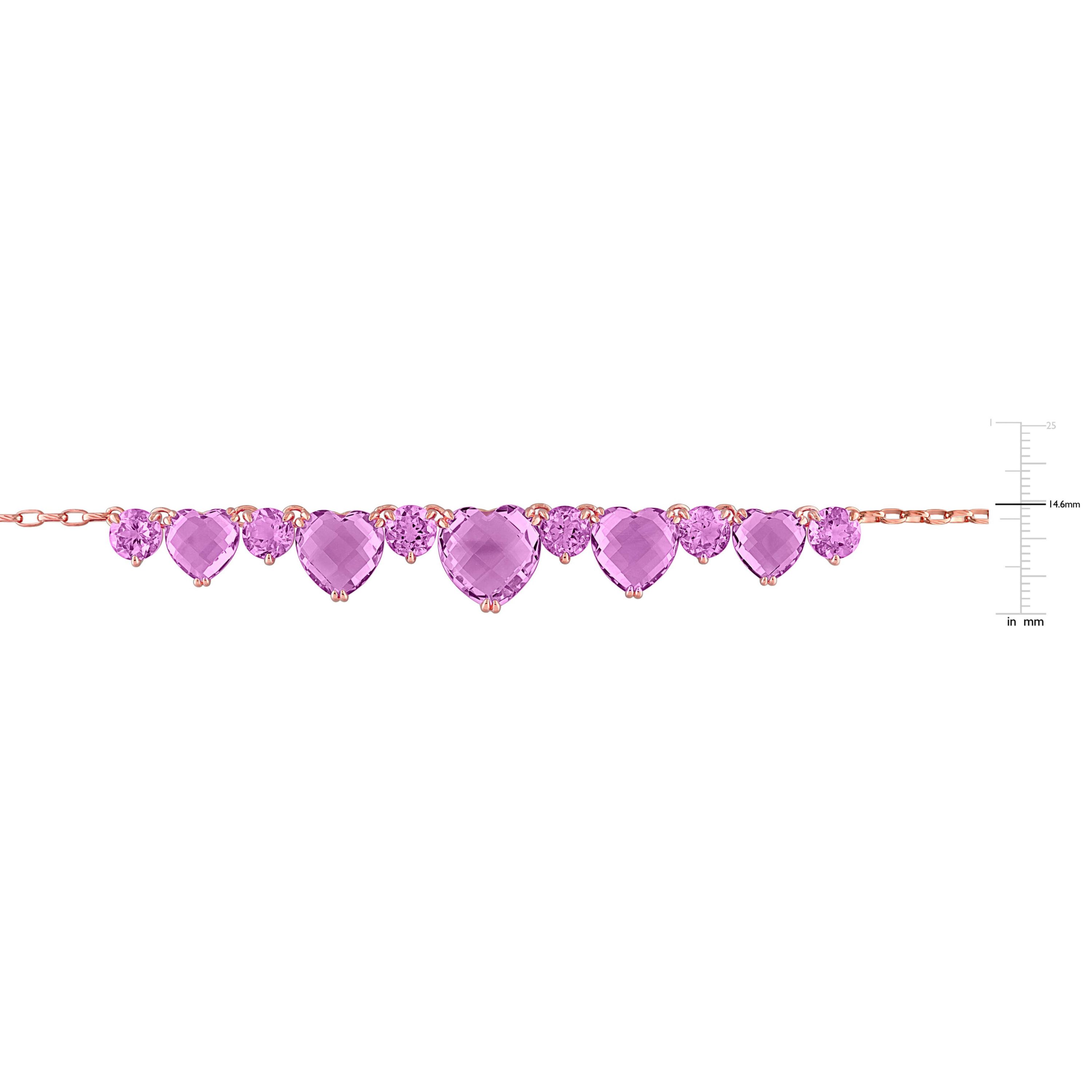 Rose de France & Amethyst Necklace in Rose Plated Sterling Silver, 17"