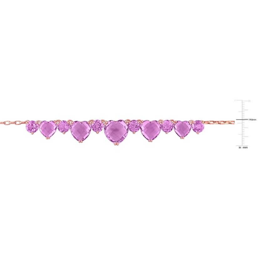 Rose de France & Amethyst Necklace in Rose Plated Sterling Silver, 17"