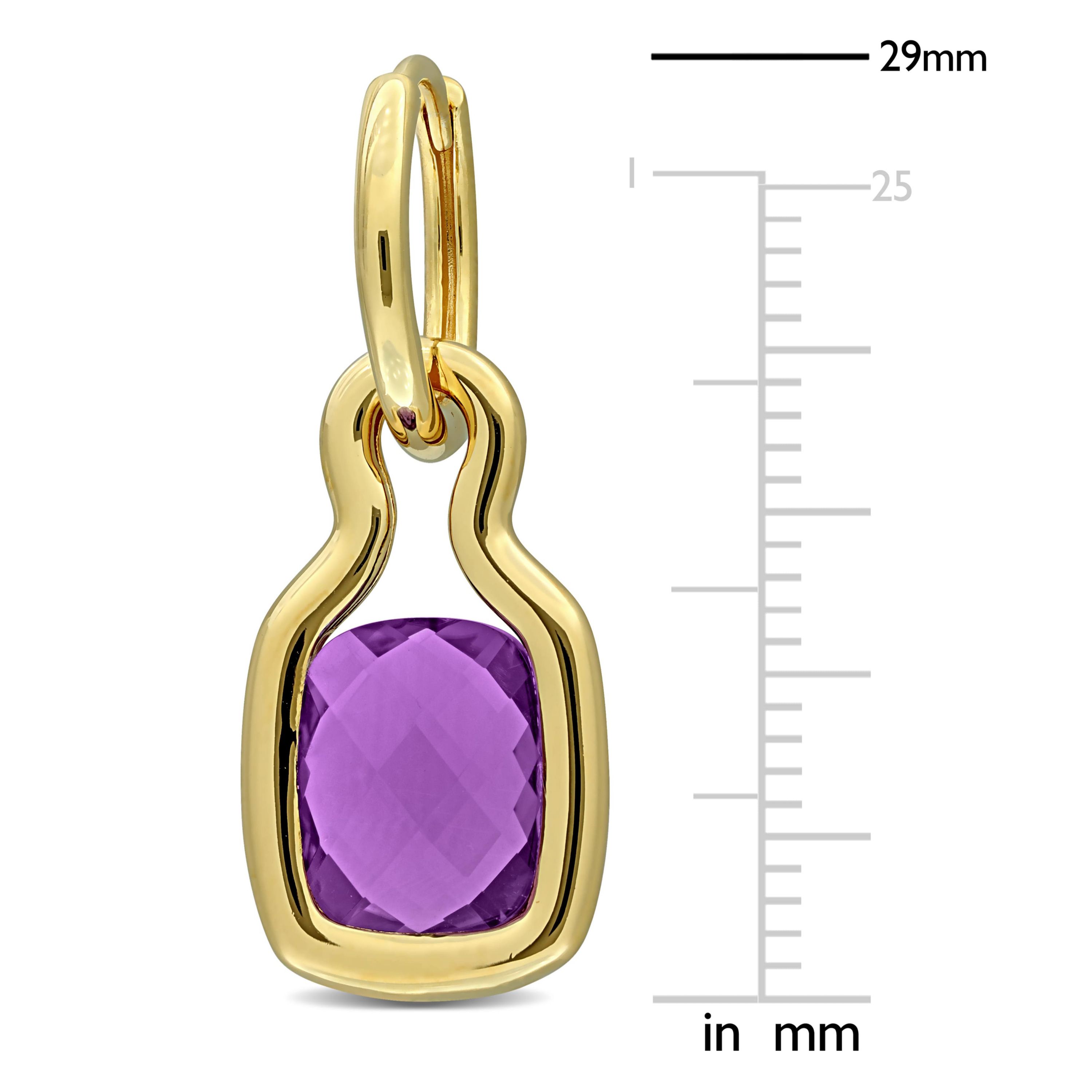 Amethyst Hoop Earrings in Yellow Plated Sterling Silver