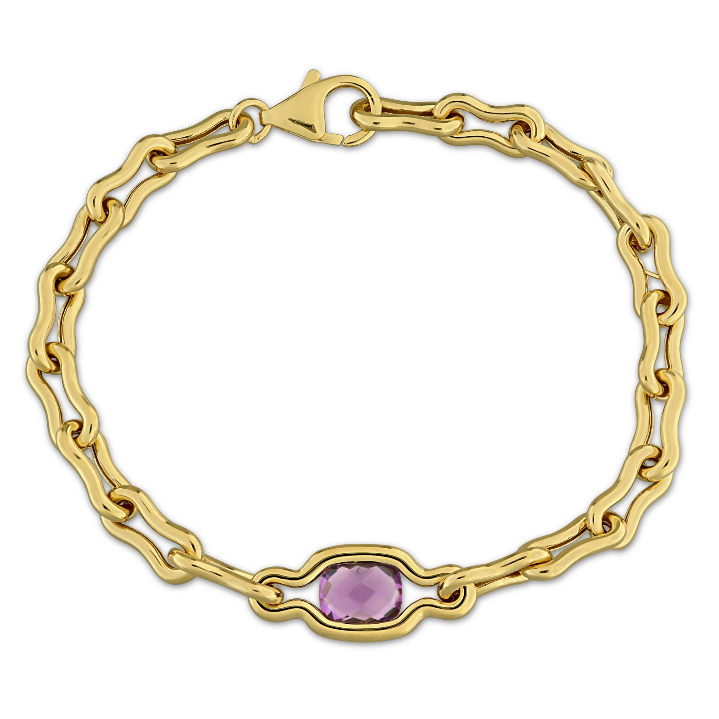 Amethyst Bracelet in Yellow Plated Sterling Silver, 7.25-in