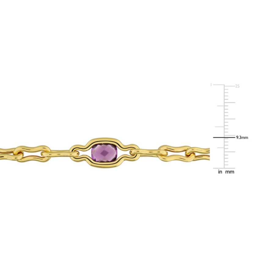Amethyst Bracelet in Yellow Plated Sterling Silver, 7.25-in