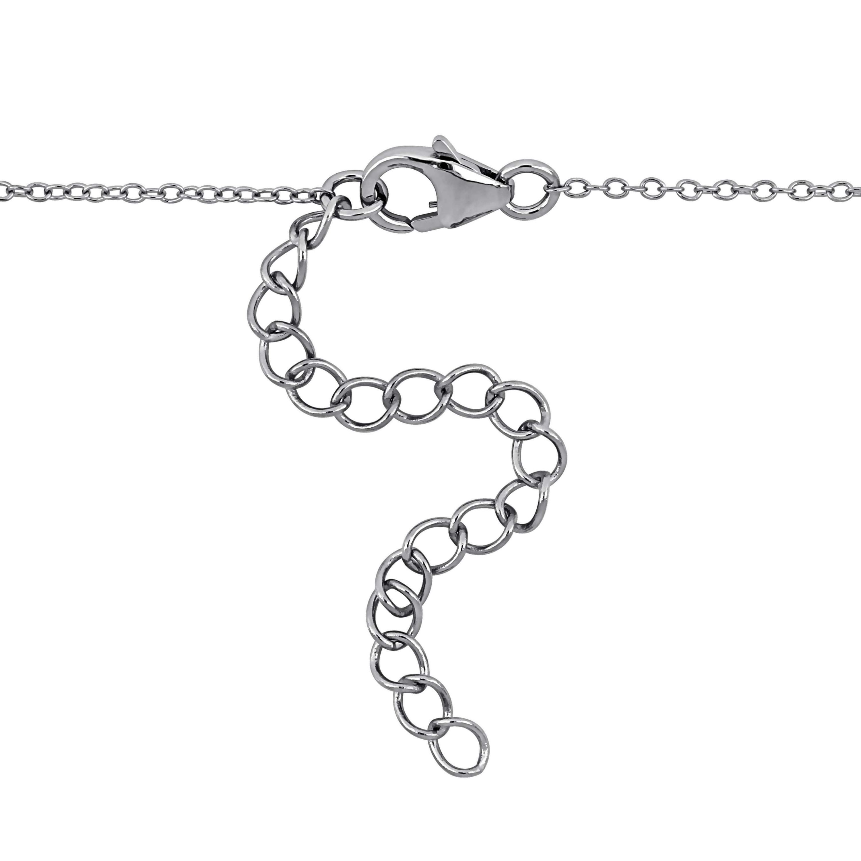 Lab Created Sky Blue Topaz & Created White Sapphire Necklace in Sterling Silver, 18"+1"ext