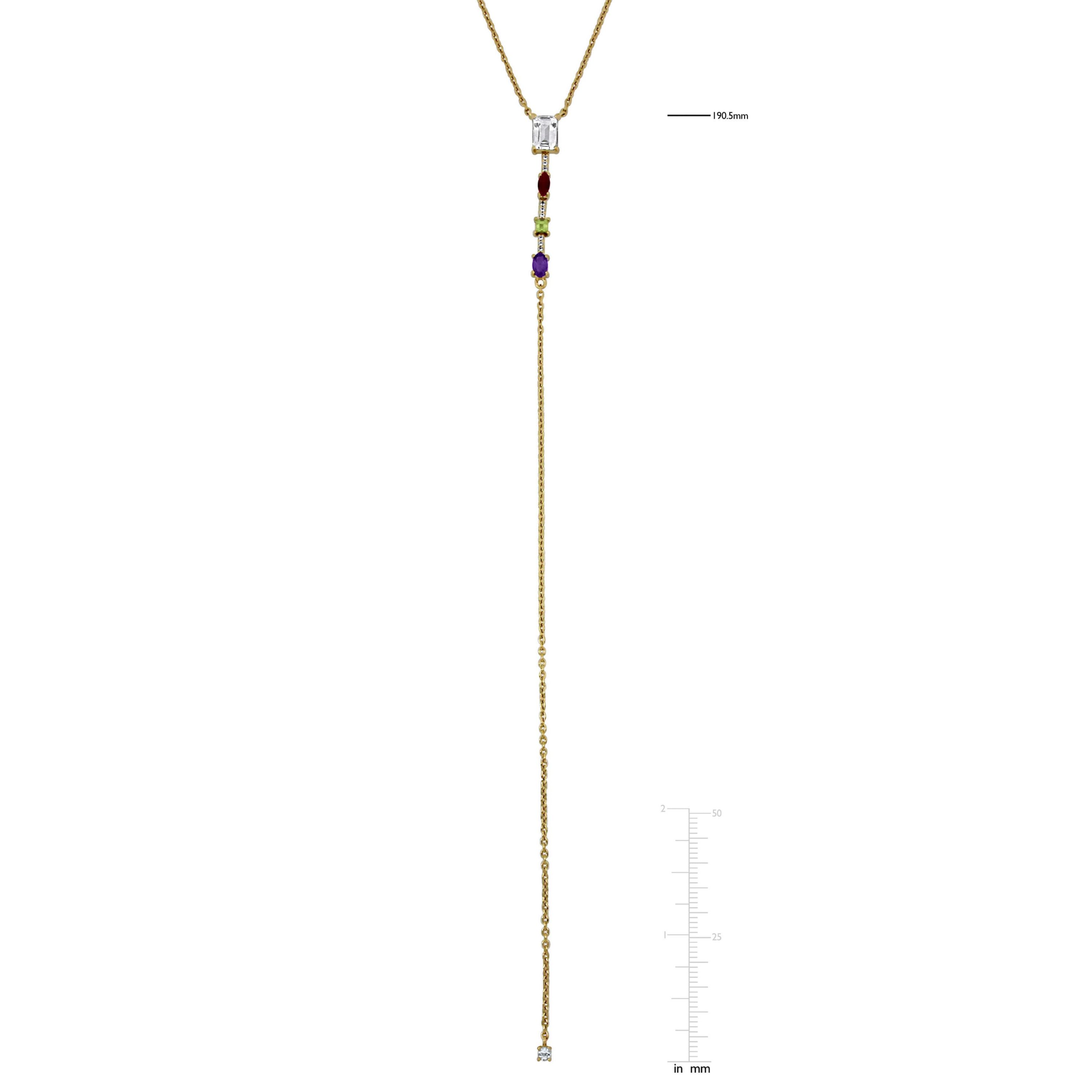 Lab Created Multi-Gemstone Necklace in Yellow Plated Sterling Silver, 18"+1"ext
