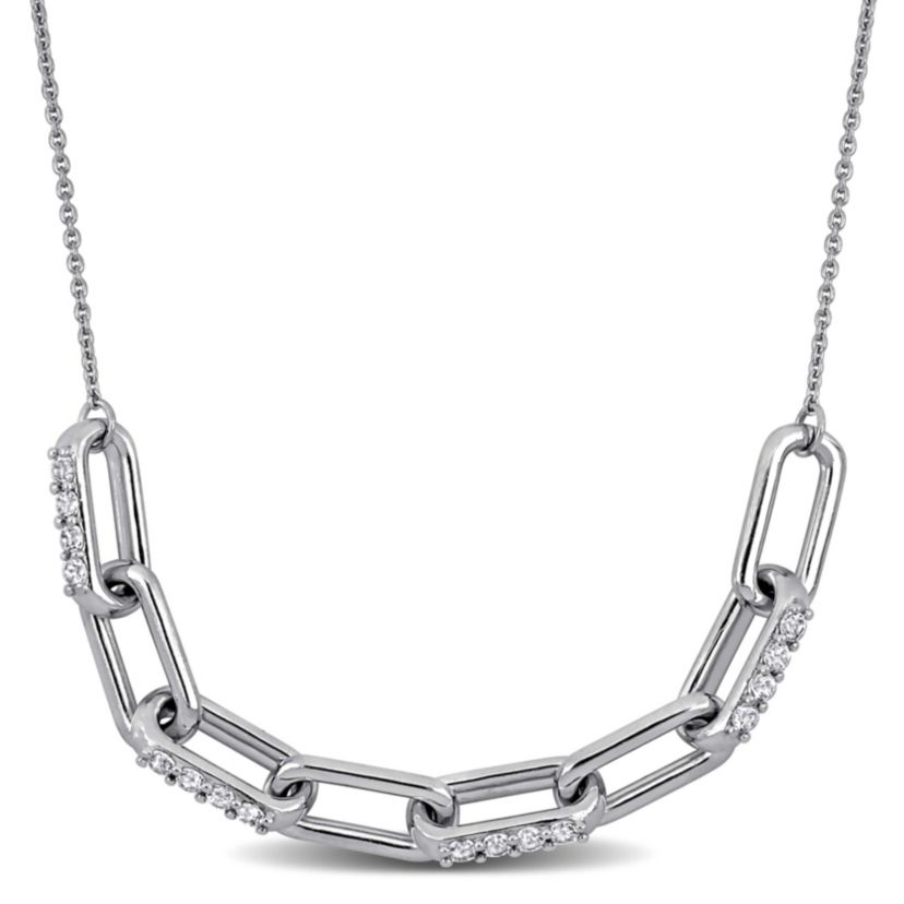 Lab Created Created White Sapphire Necklace in Sterling Silver, 18"+2"ext