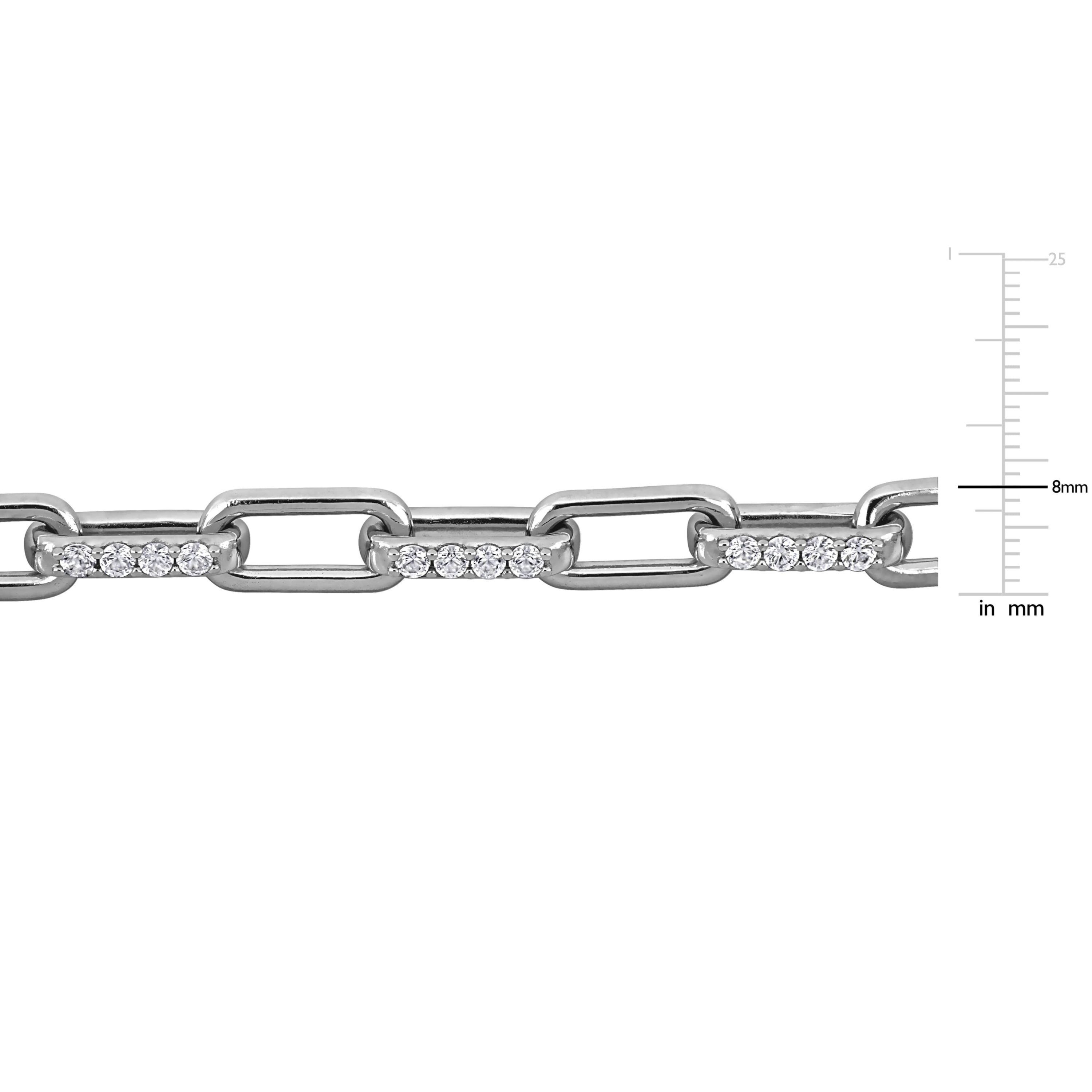 Lab Created Created White Sapphire Necklace in Sterling Silver, 18"+2"ext