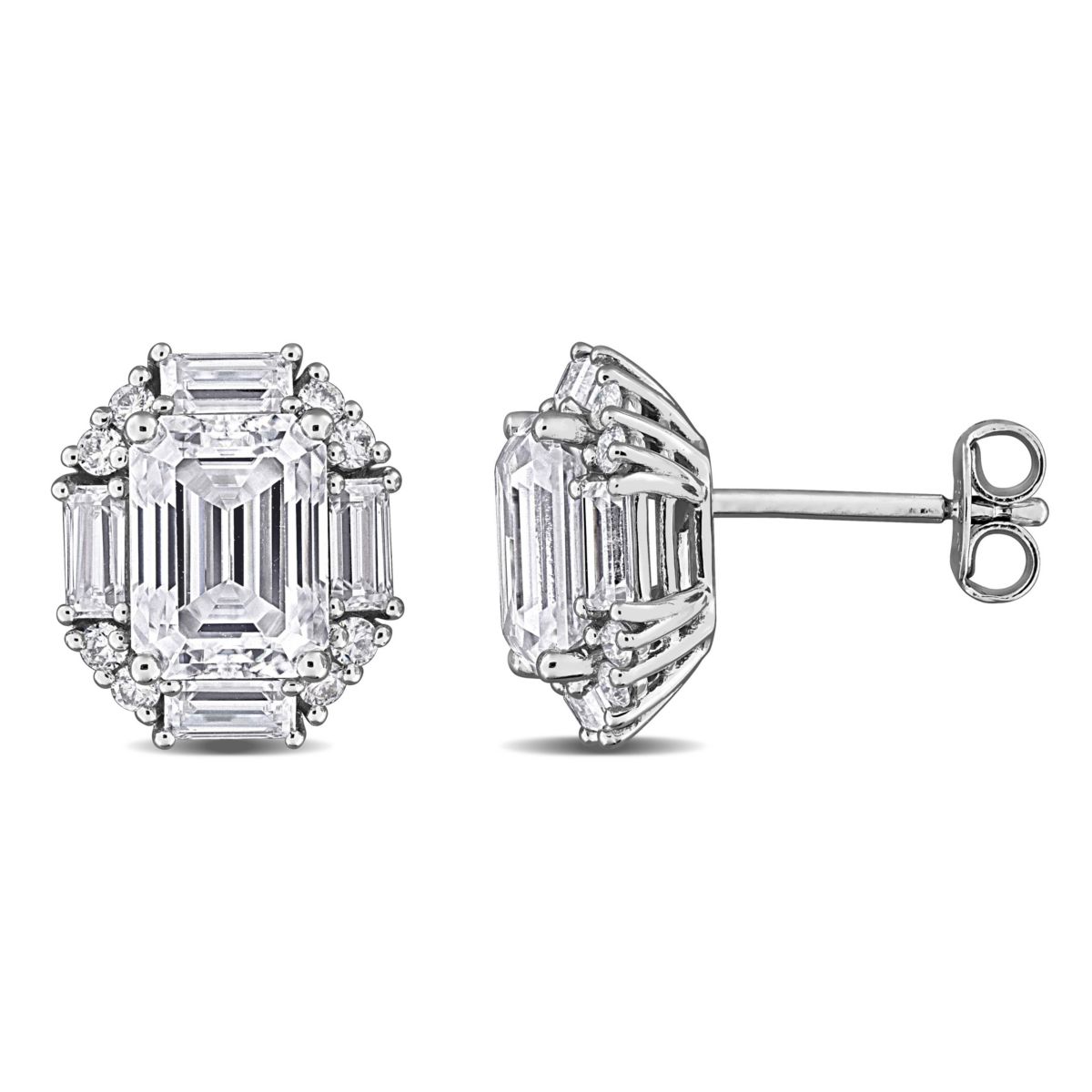Lab Created Created White Moissanite Earrings in Sterling Silver