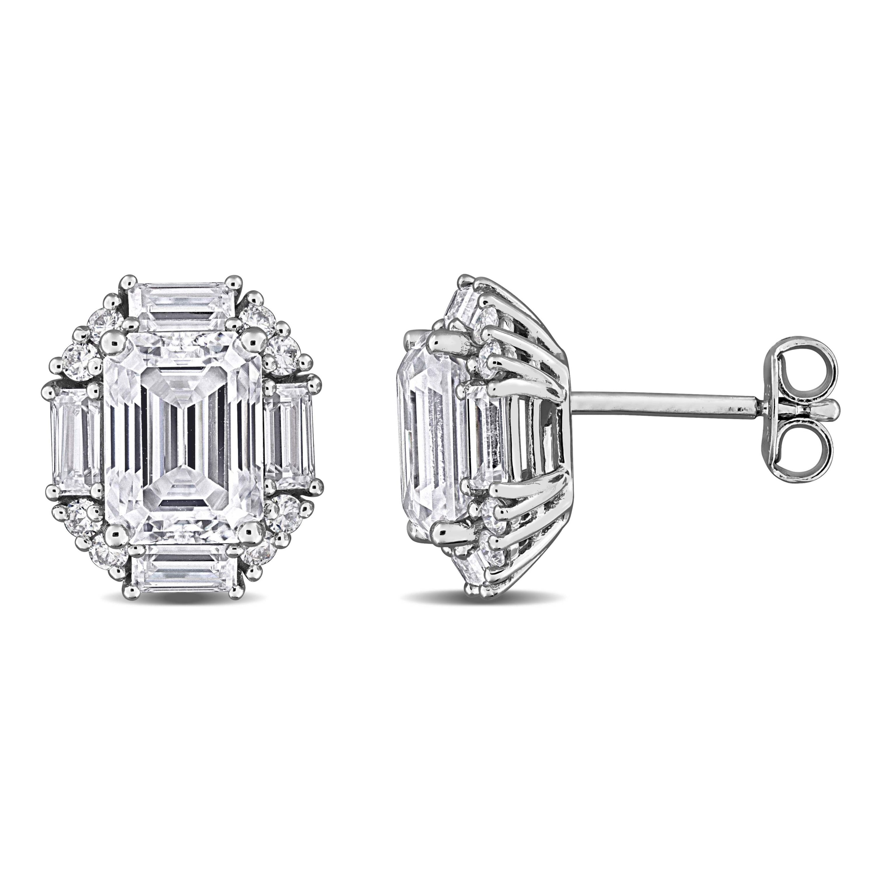 Lab Created Created White Moissanite Earrings in Sterling Silver