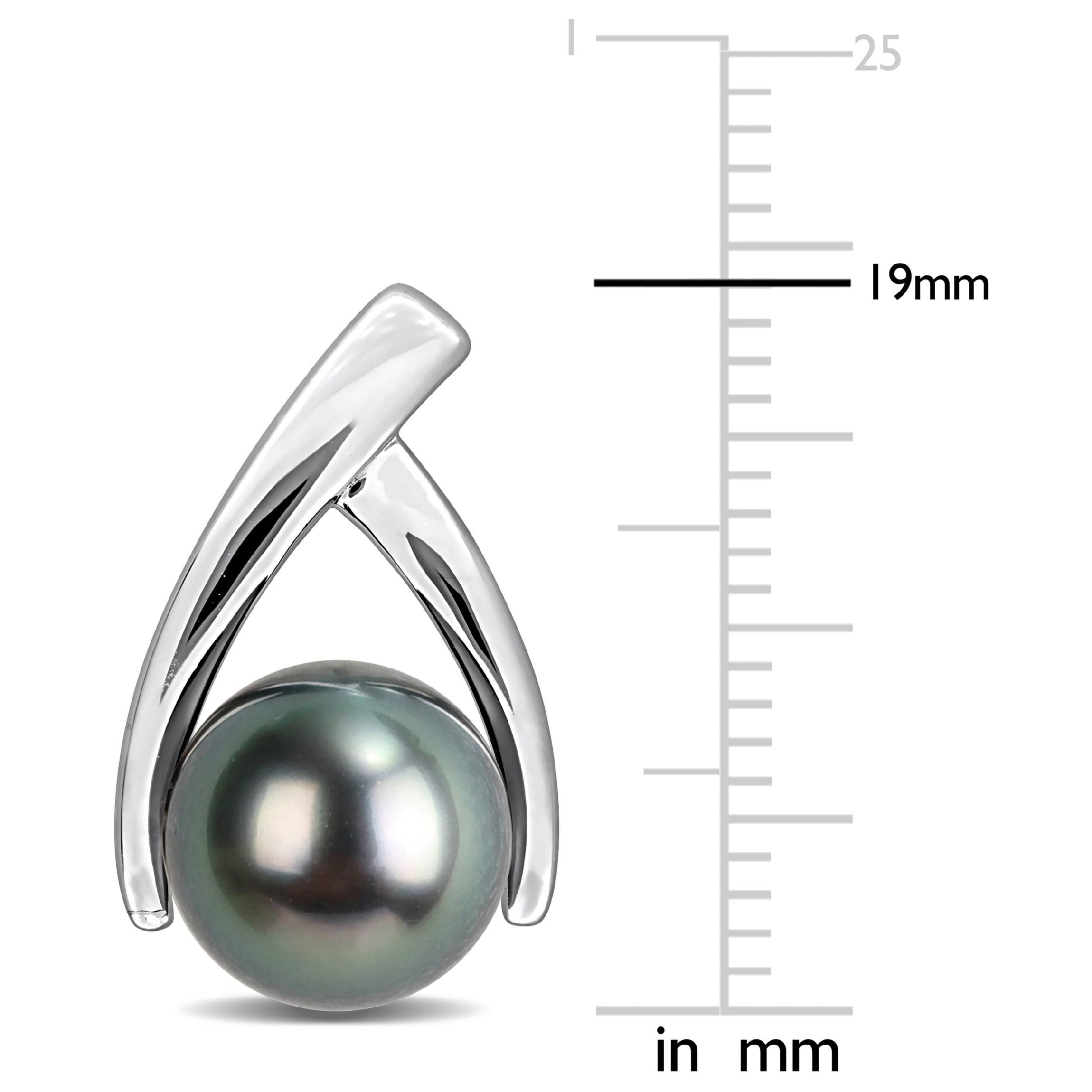 8-8.5mm Black Tahitian Cultured Pearl Post Earrings in Sterling Silver