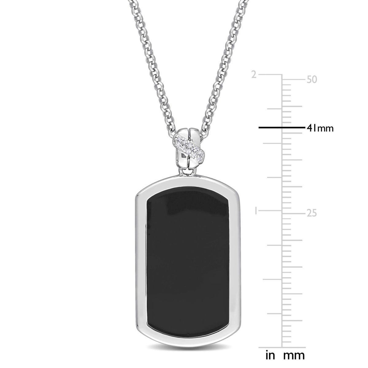 Diamond Mens Pendant with Chain in Sterling Silver