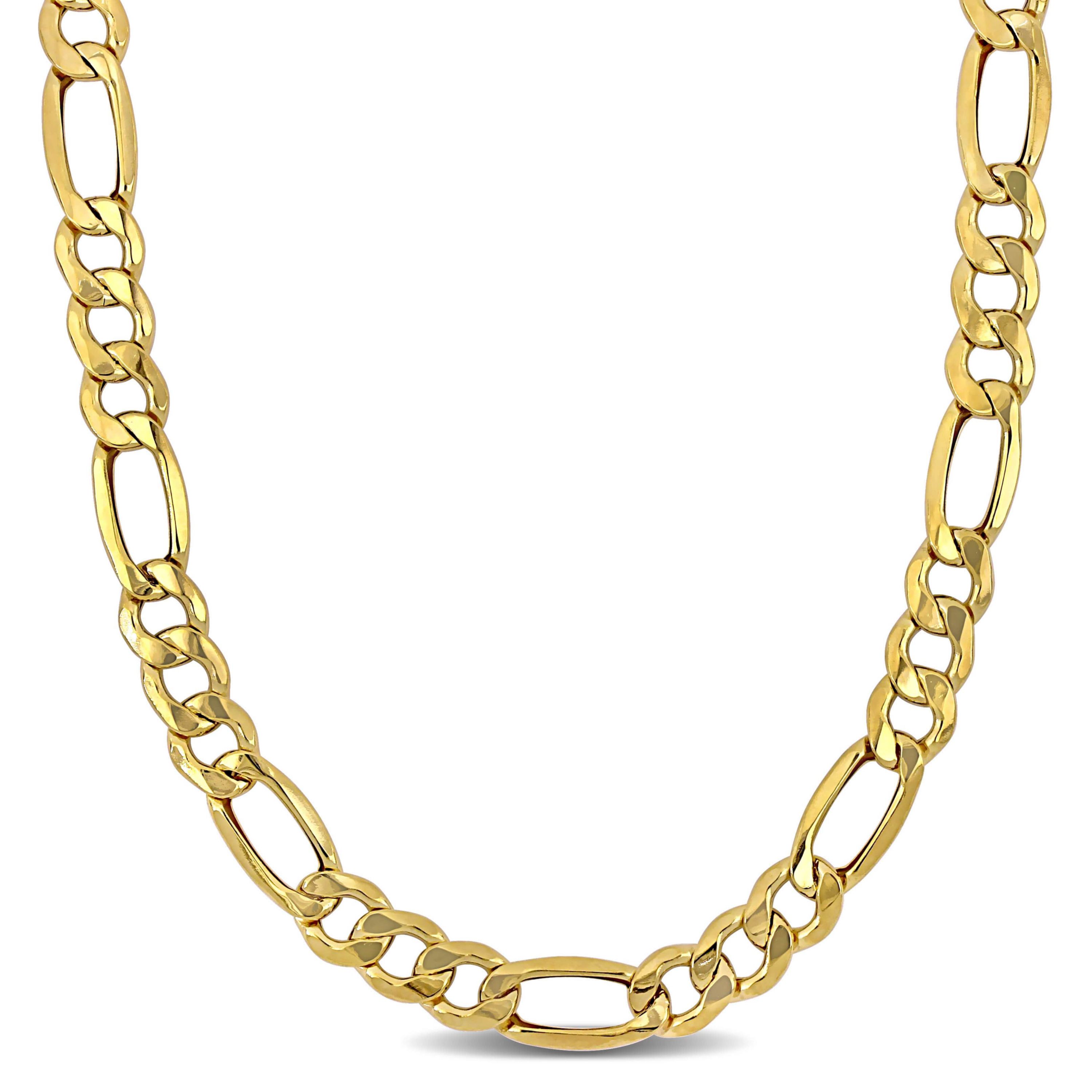 Mens 8.3mm Figaro Necklace in 10K Yellow Gold