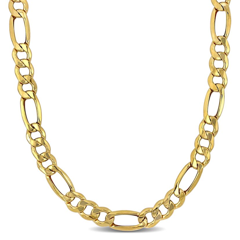 Mens 8.3mm Figaro Necklace in 10K Yellow Gold