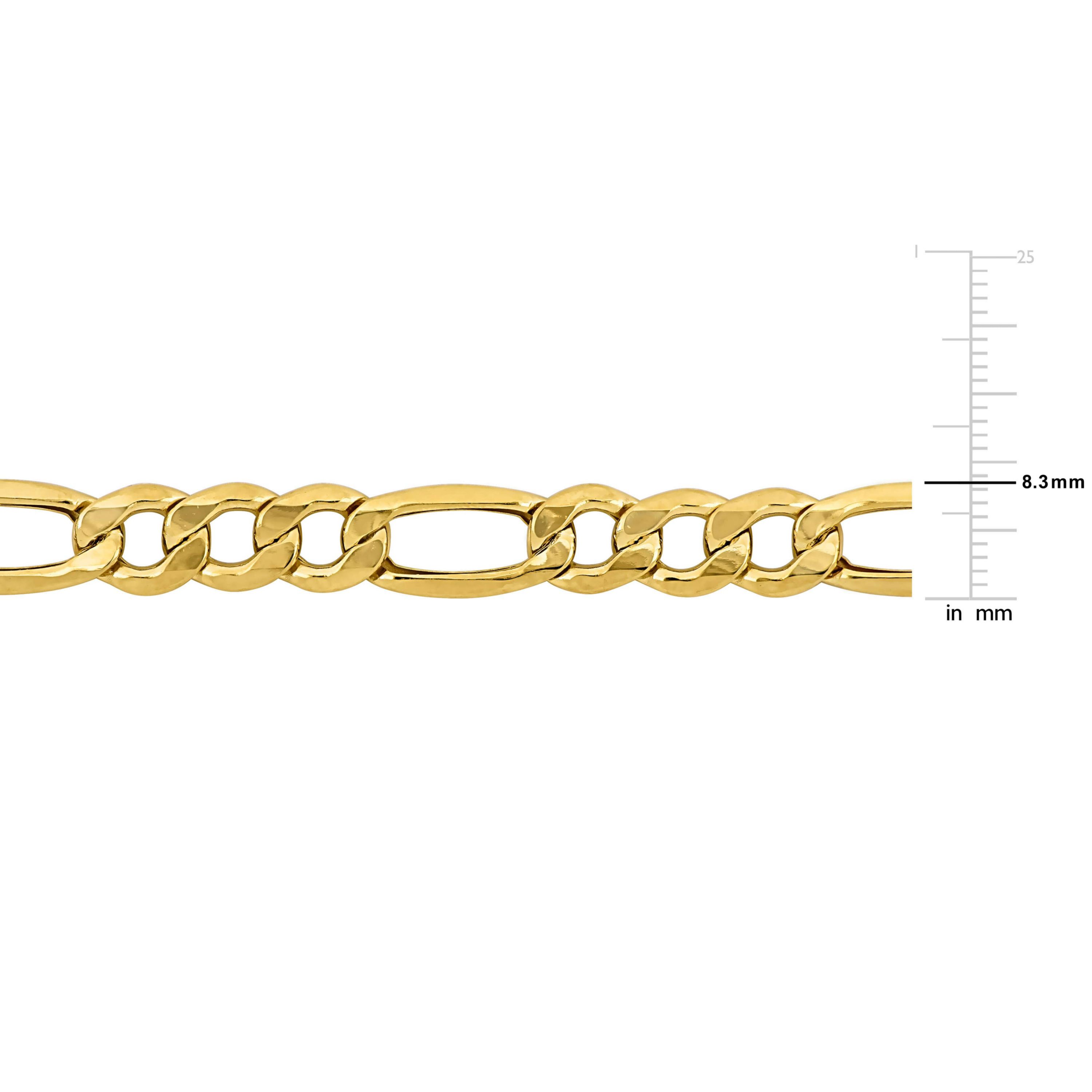 Mens 8.3mm Figaro Necklace in 10K Yellow Gold