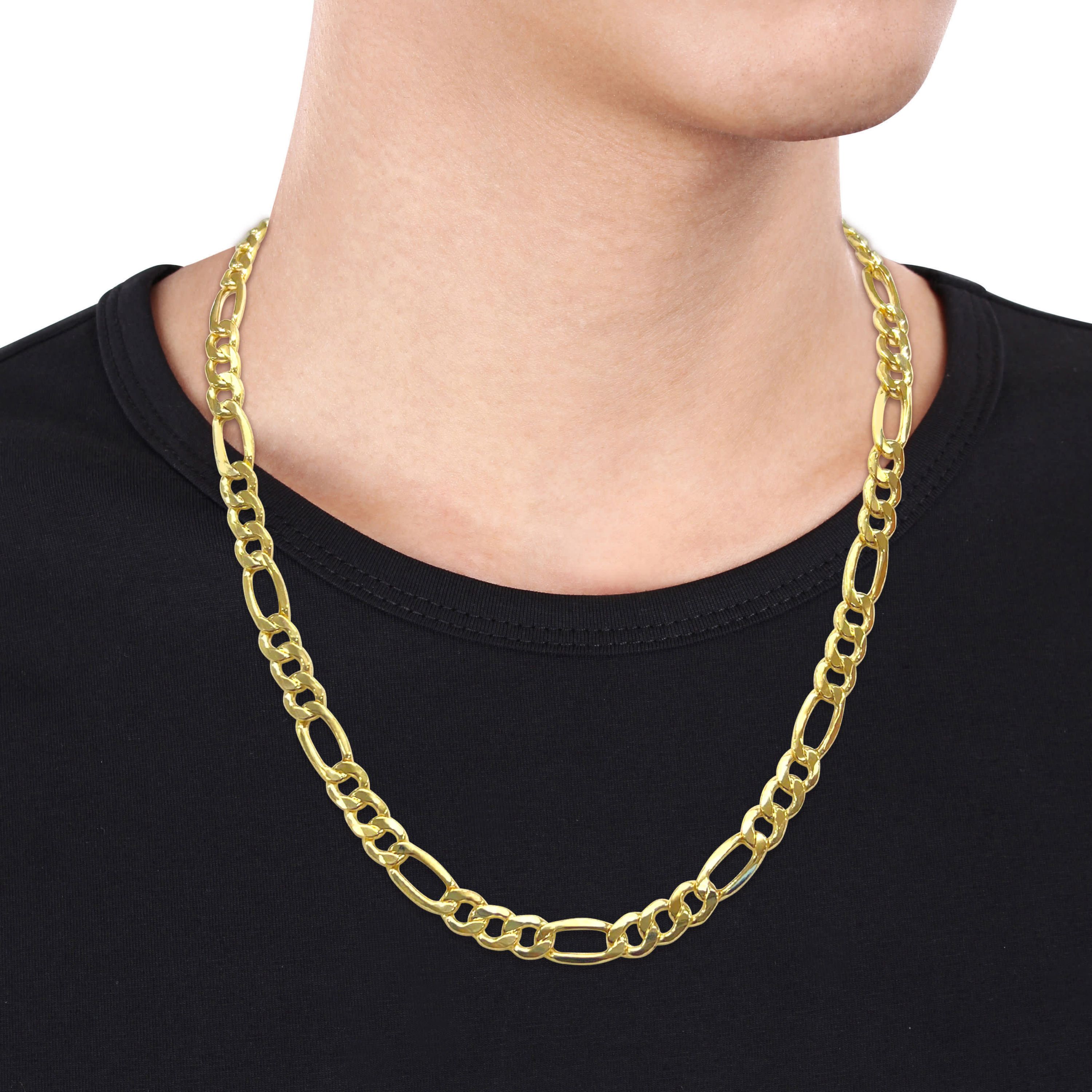 Mens 8.3mm Figaro Necklace in 10K Yellow Gold
