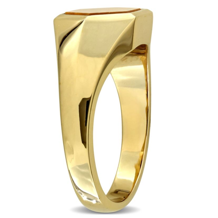 Tiger Eye Mens Ring in Yellow Plated Sterling Silver