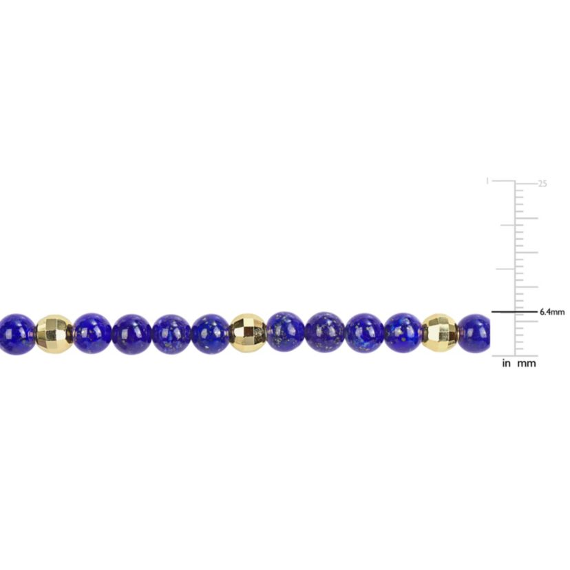 Lapis Mens Bracelet in Yellow Plated Sterling Silver