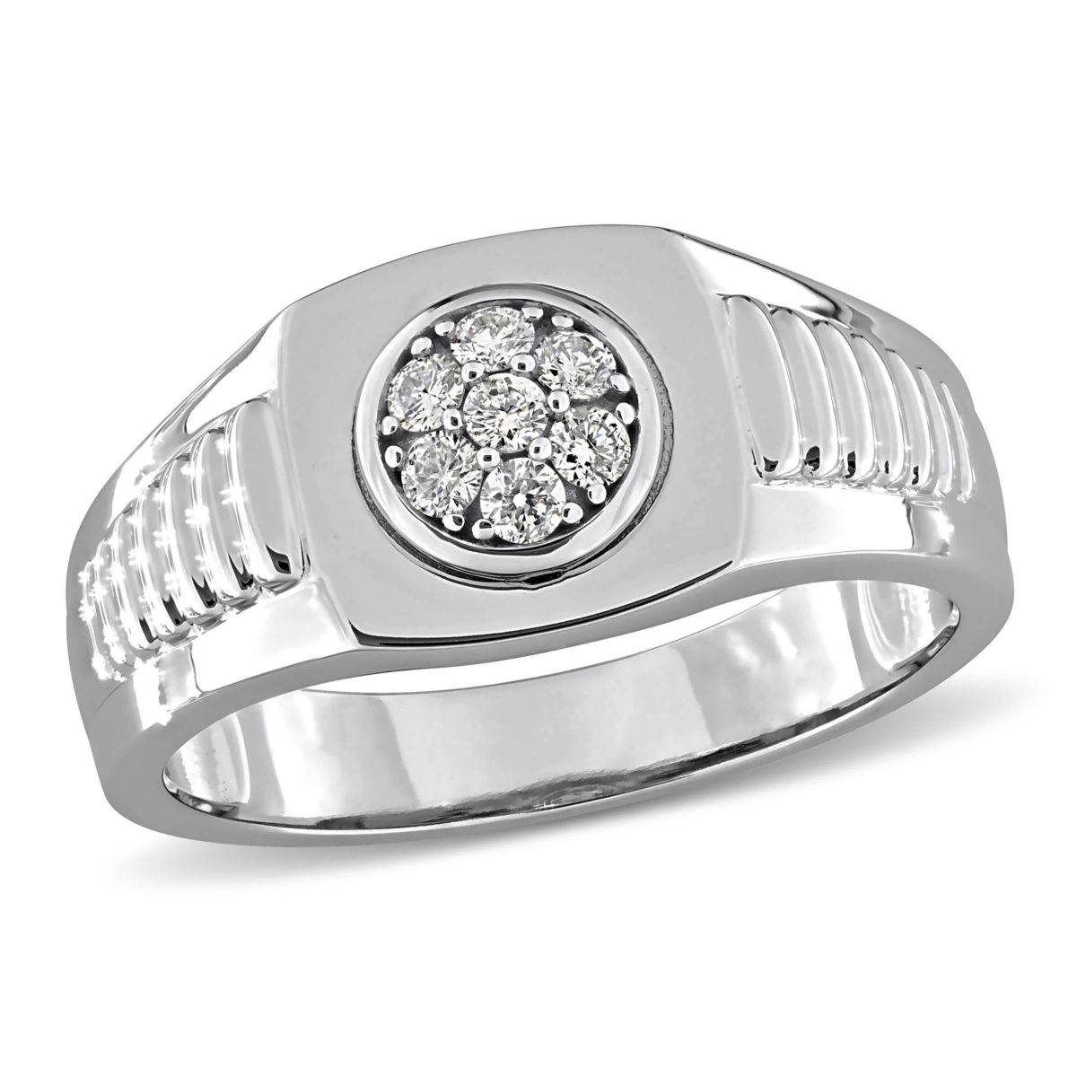 Diamond Mens Ring in 10K White Gold