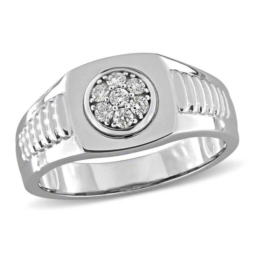 Diamond Mens Ring in 10K White Gold