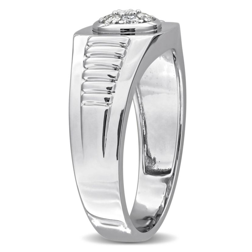 Diamond Mens Ring in 10K White Gold