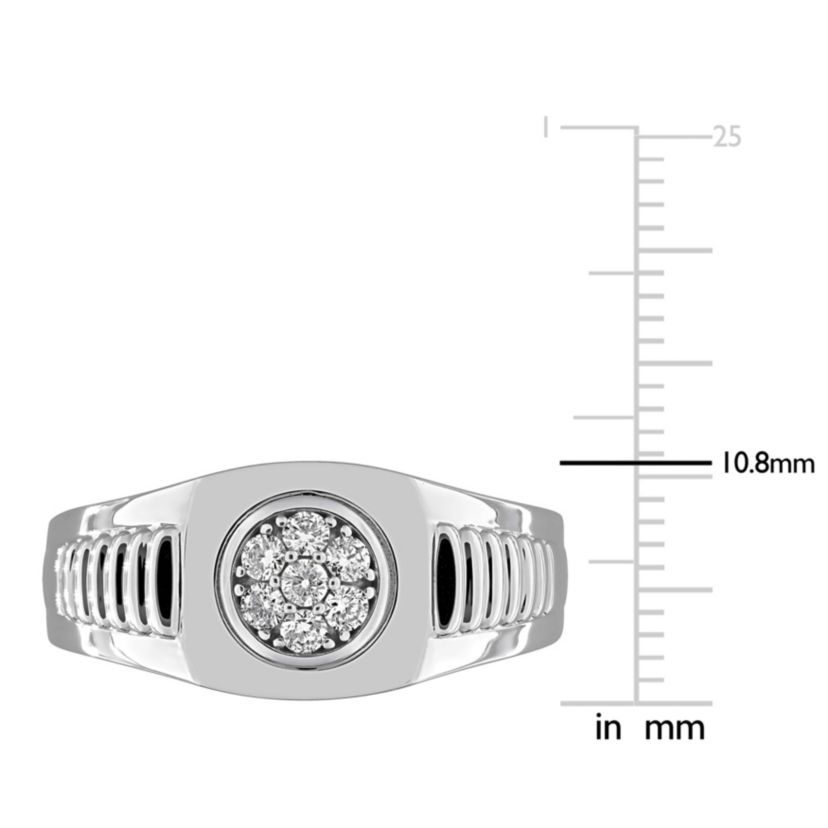 Diamond Mens Ring in 10K White Gold