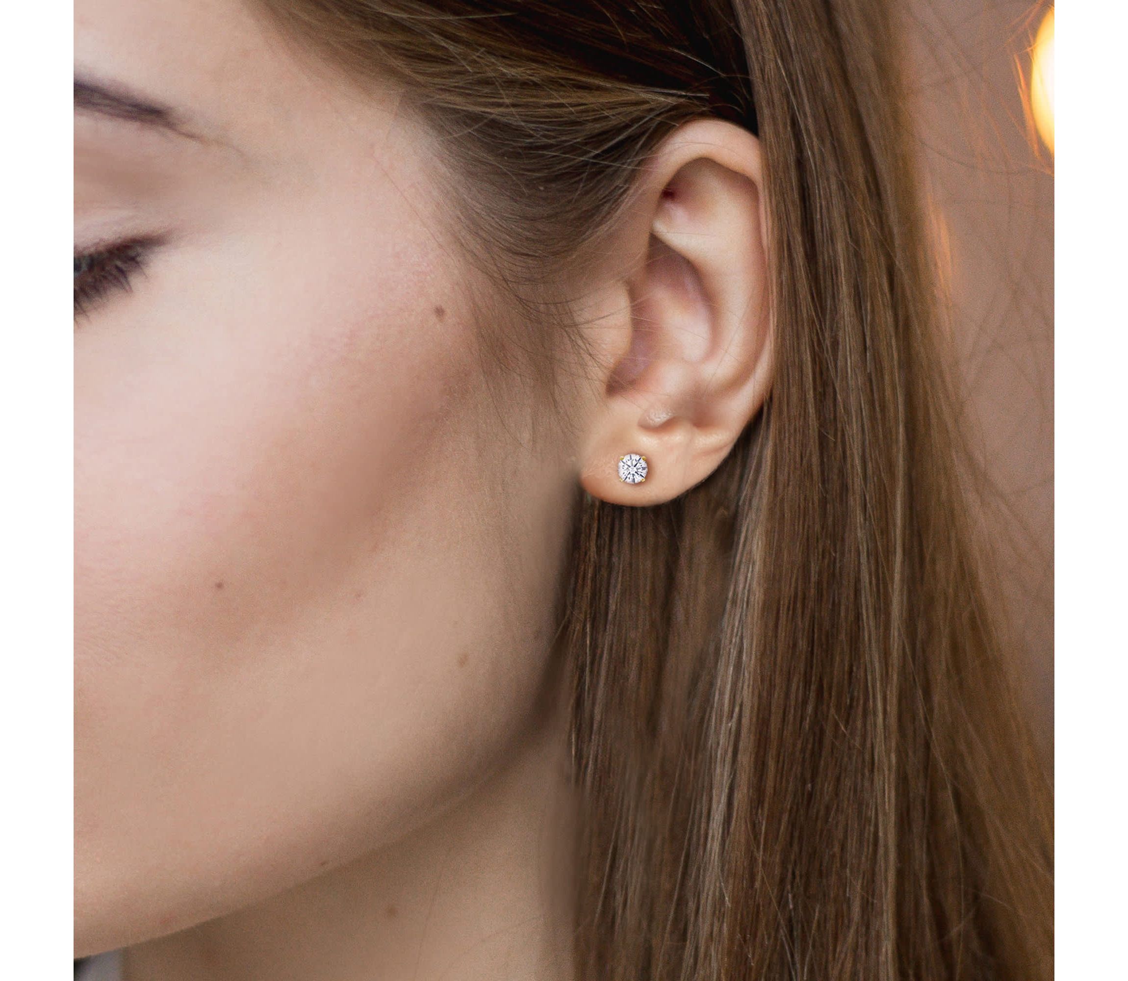 Lab Created Lab Grown Diamond Earrings in 14k Yellow Gold